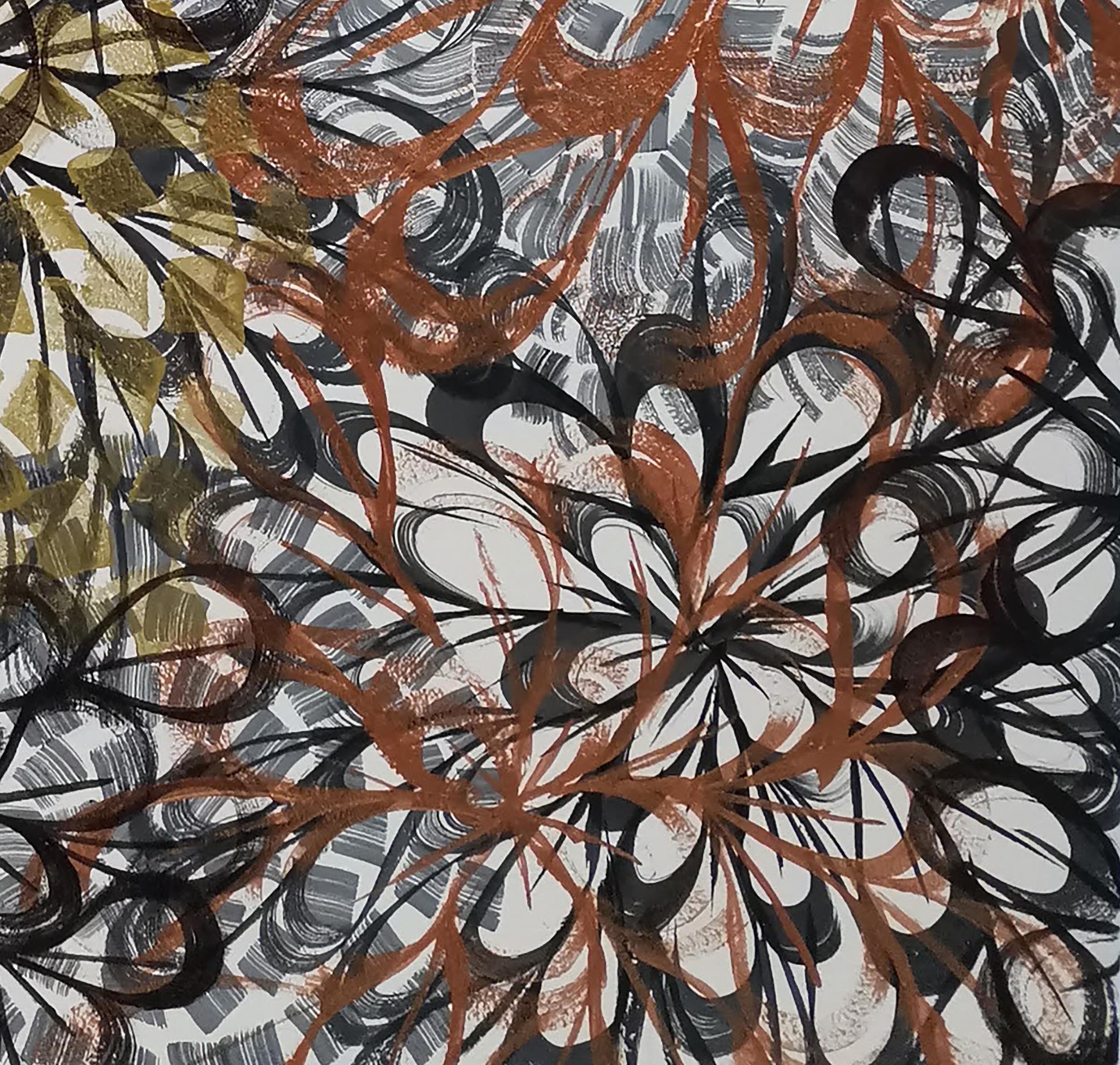 Flores doradas, Impresionismo, Figurativo, Primavera, Flores, Tropical en venta 4