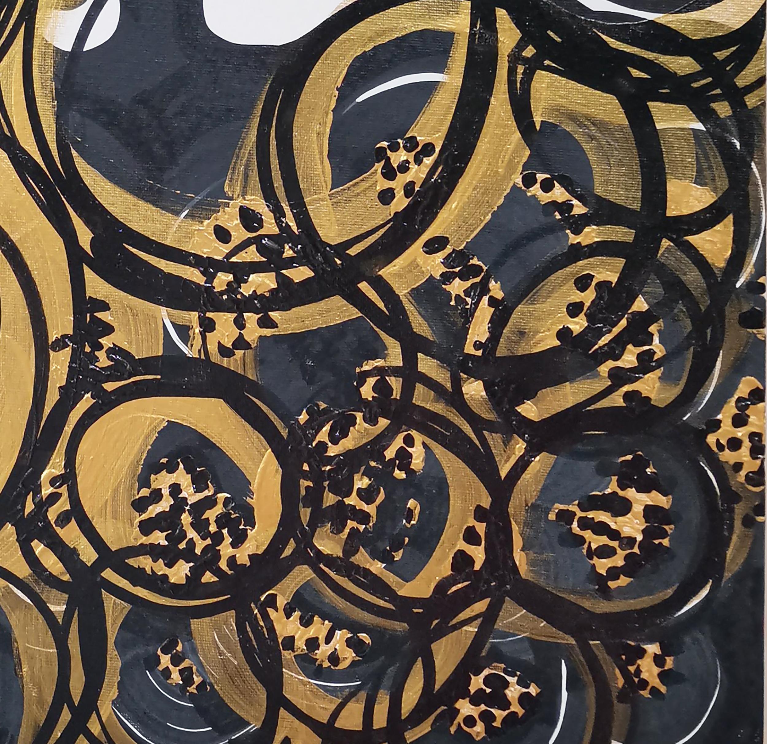 Golden Hour V, Abstract Expressionism, Brush, Calligraphy, Textured painting - Painting by Fuen Chin