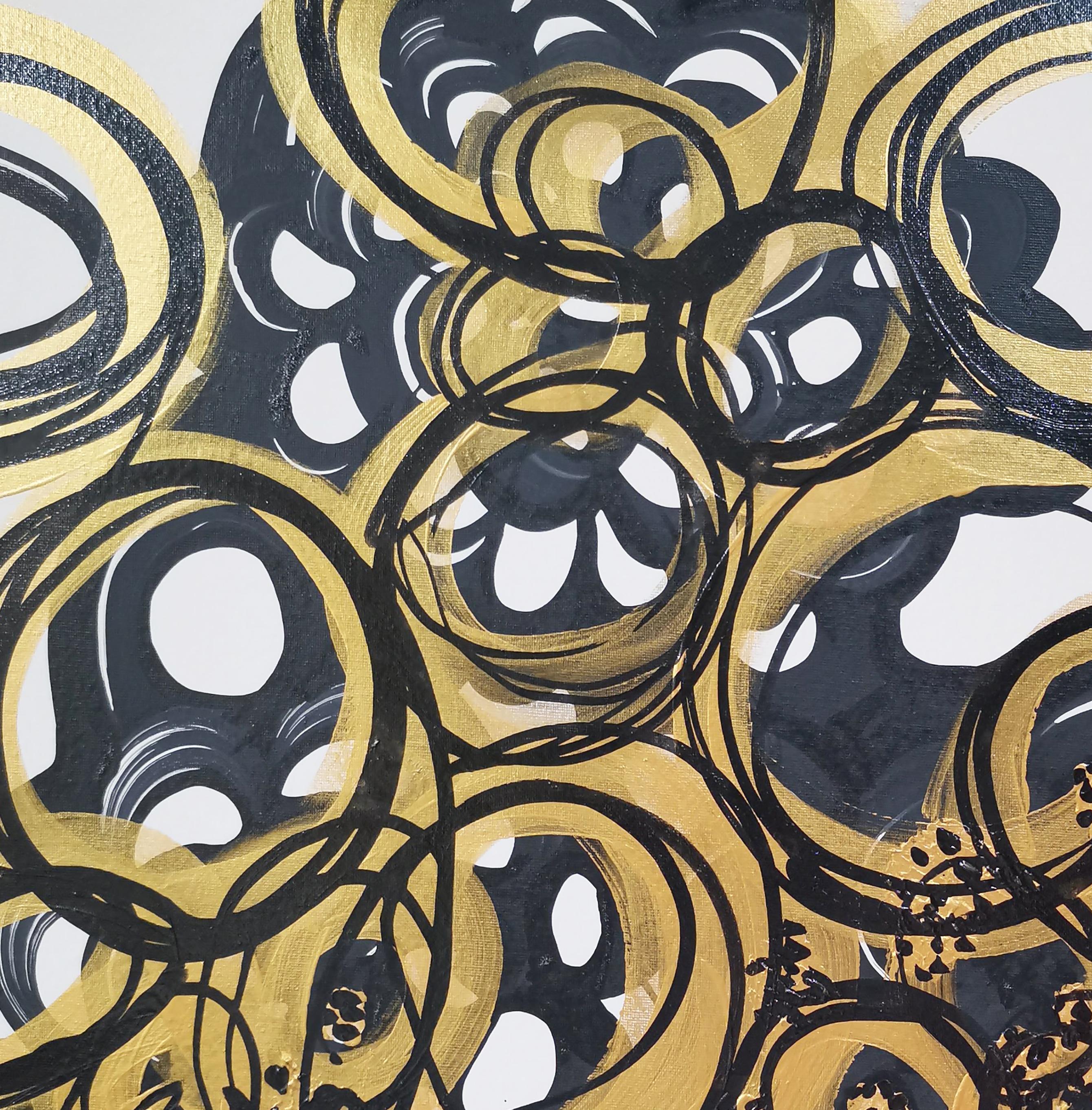 Golden Hour V, Abstract Expressionism, Brush, Calligraphy, Textured painting 1