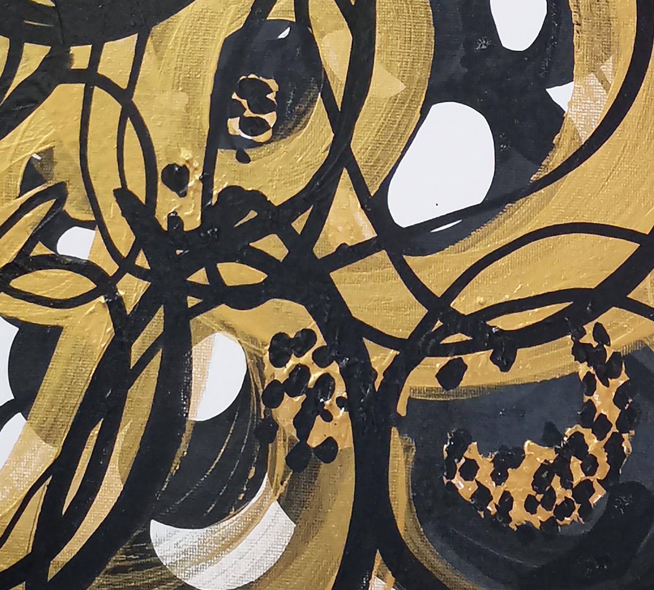 Golden Hour V, Abstract Expressionism, Brush, Calligraphy, Textured painting 2
