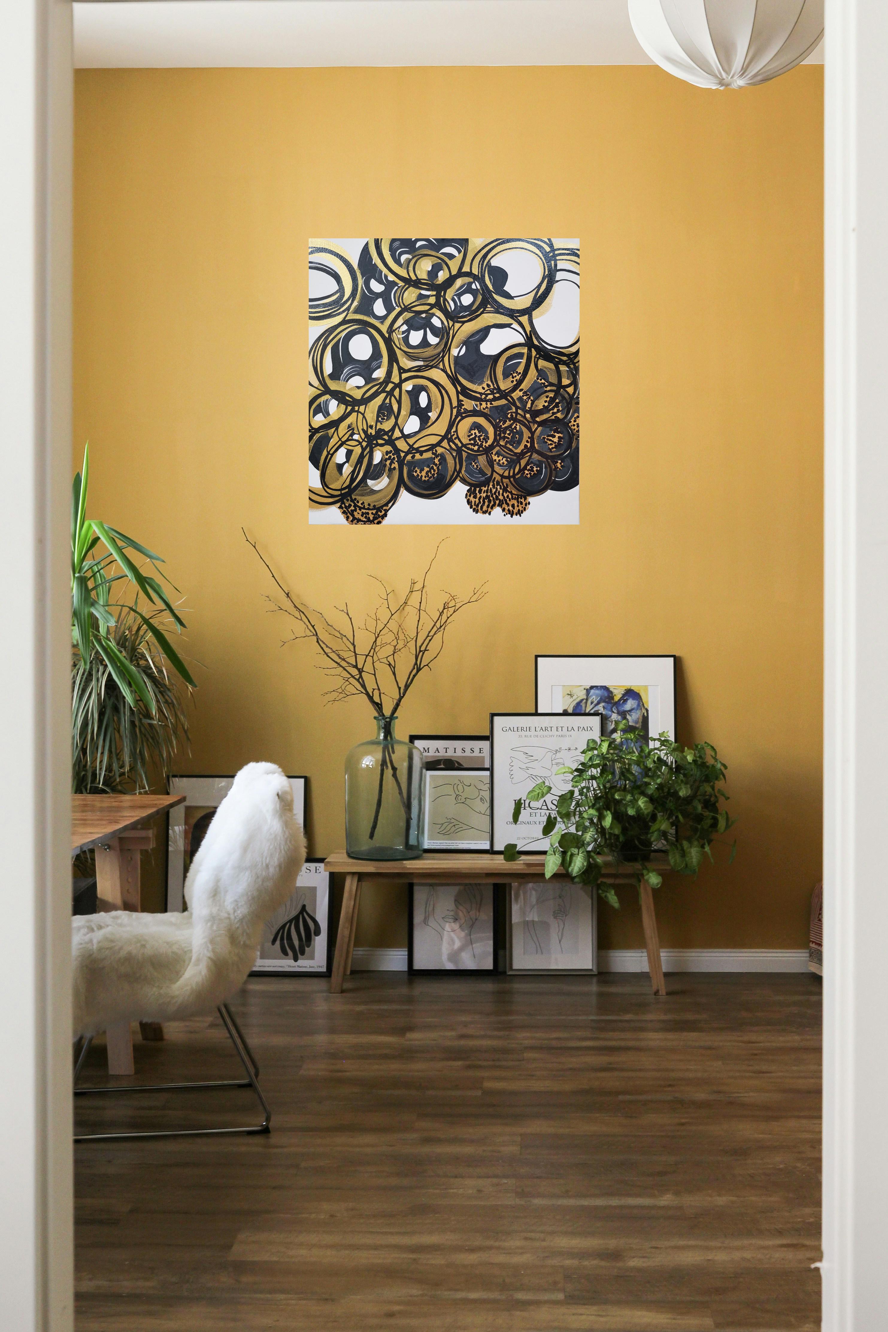 Golden Hour V, Abstract Expressionism, Brush, Calligraphy, Textured painting 4