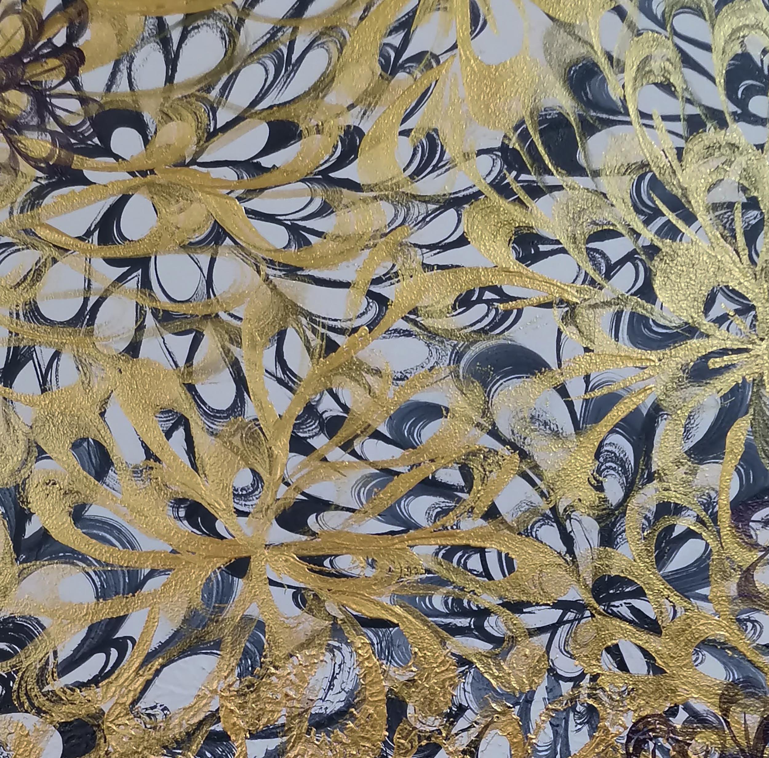 Flores doradas, Impresionismo, Figurativo, Primavera, Flores, Tropical en venta 5