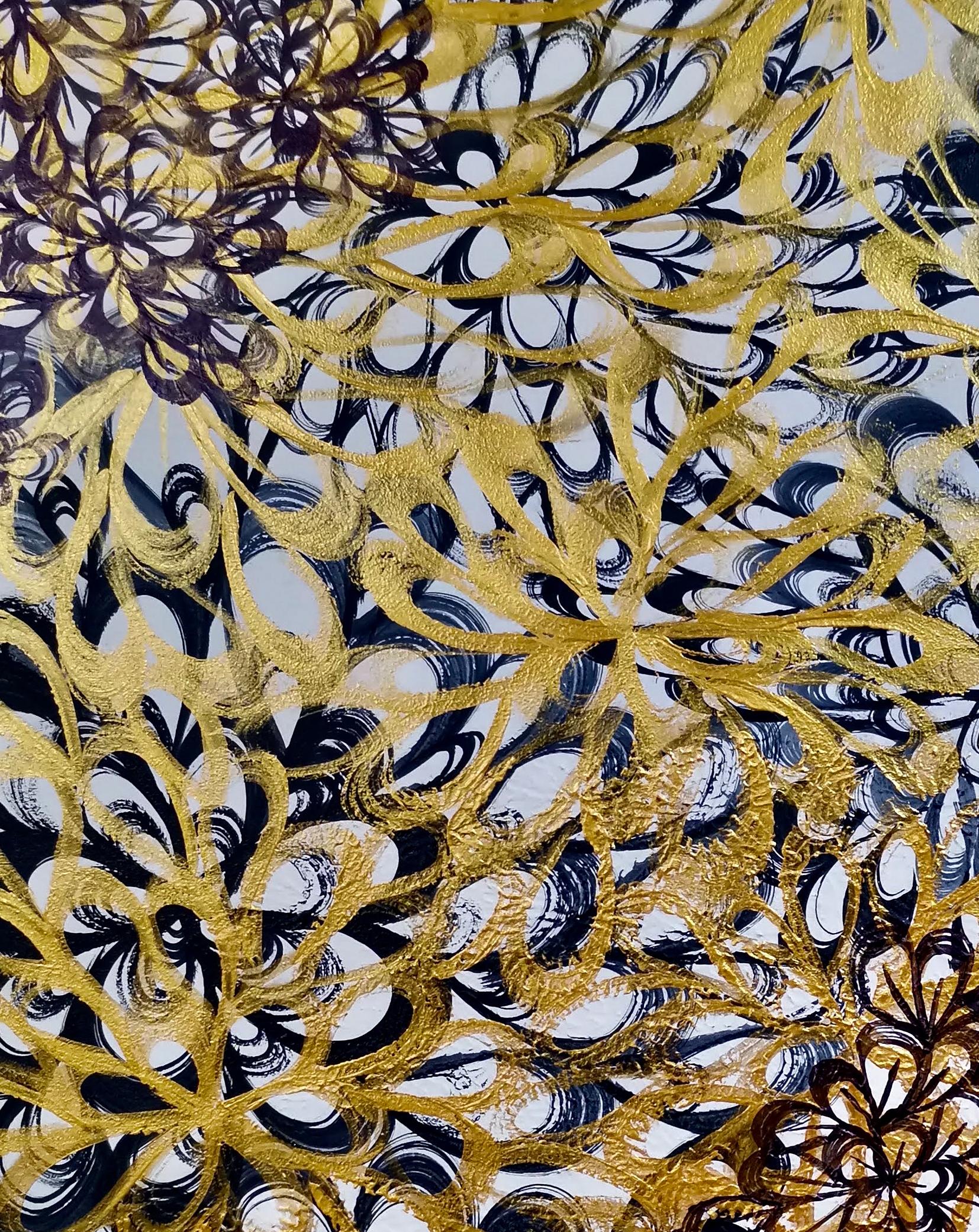 Flores doradas, Impresionismo, Figurativo, Primavera, Flores, Tropical en venta 6