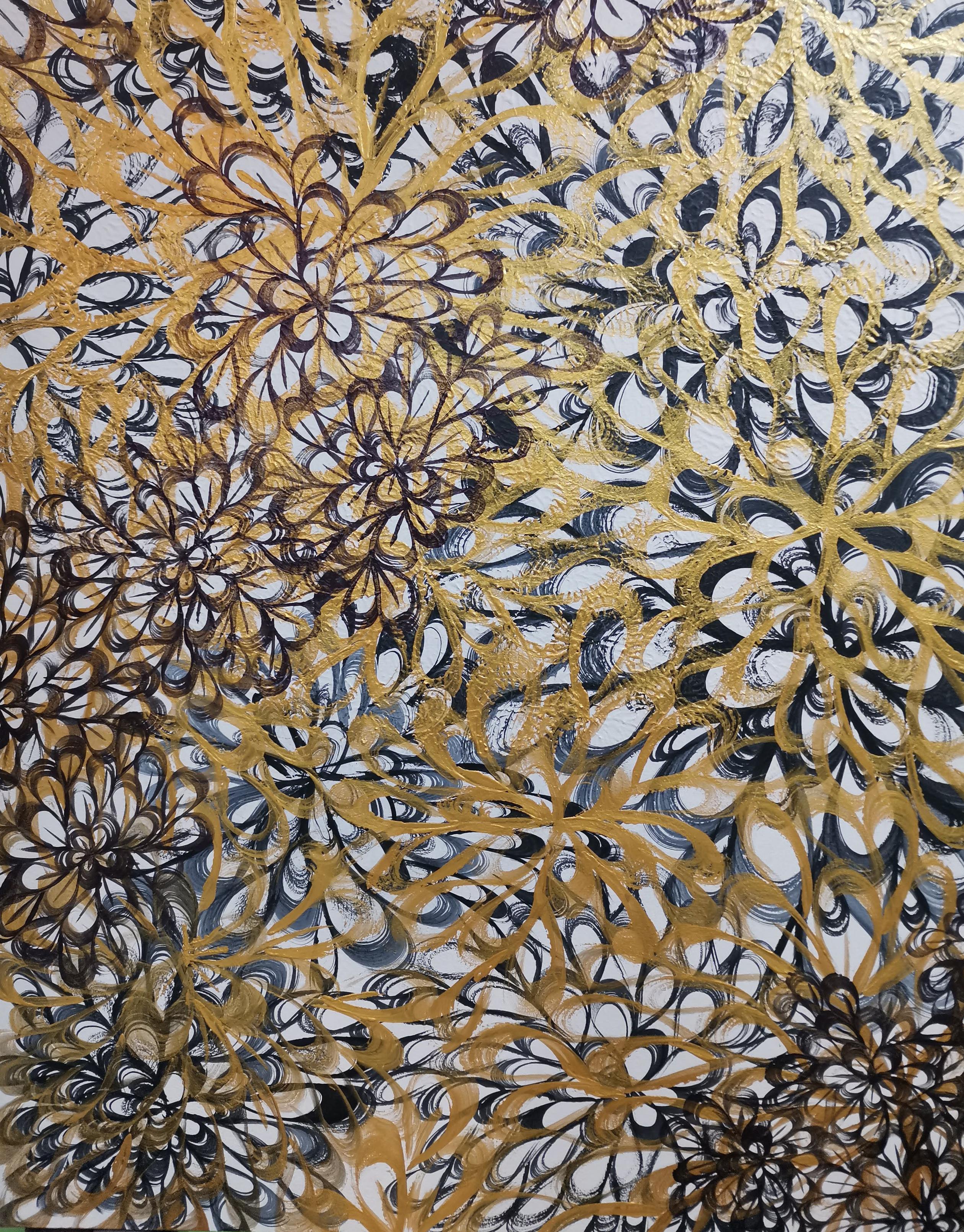 Fiori d'oro, Impressionismo, Figurativo, Primavera, Fiori, Tropicale