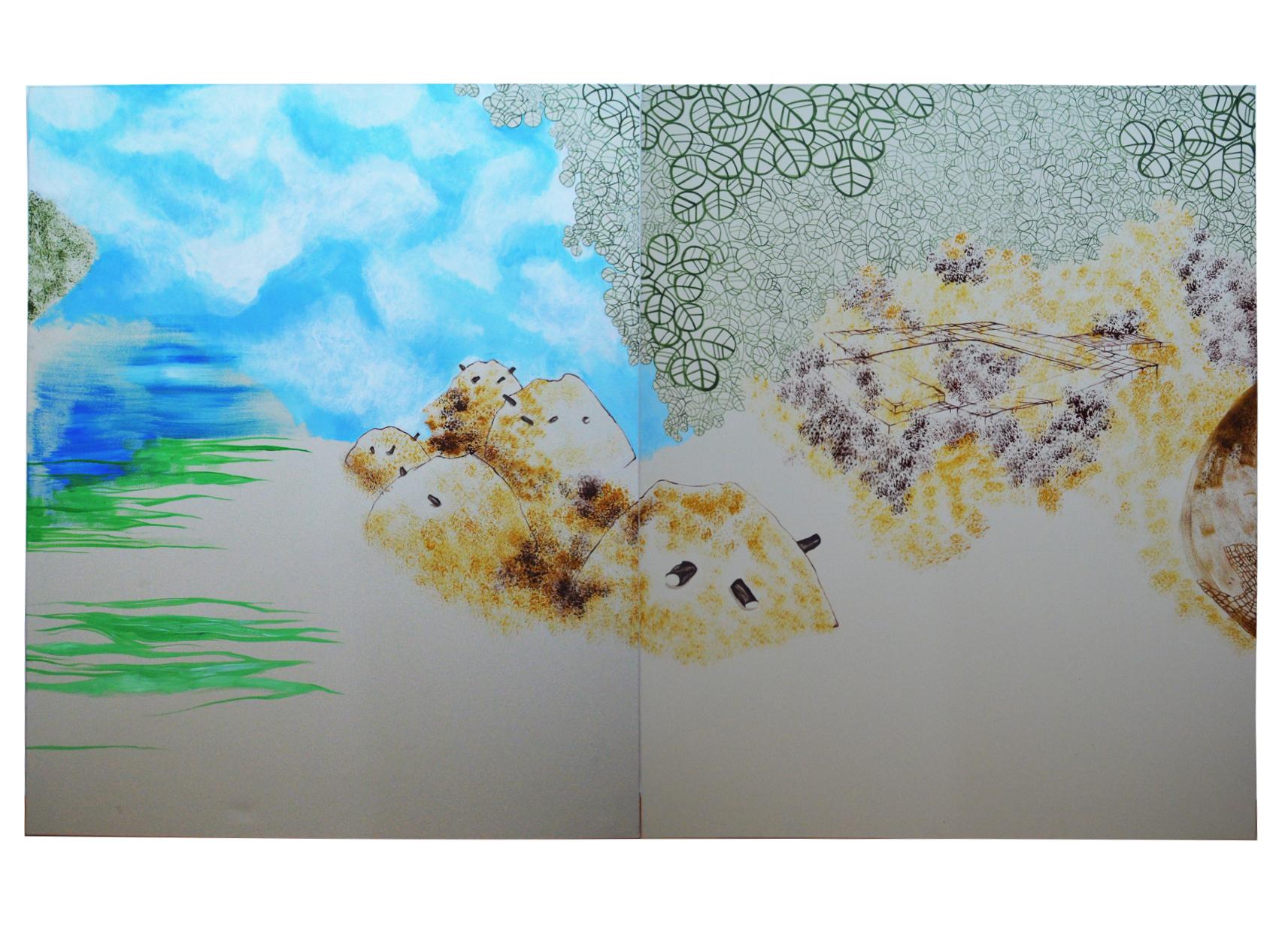 Hypermorph Garden 4.0, landscape painting, extra-large artwork in vendita 5