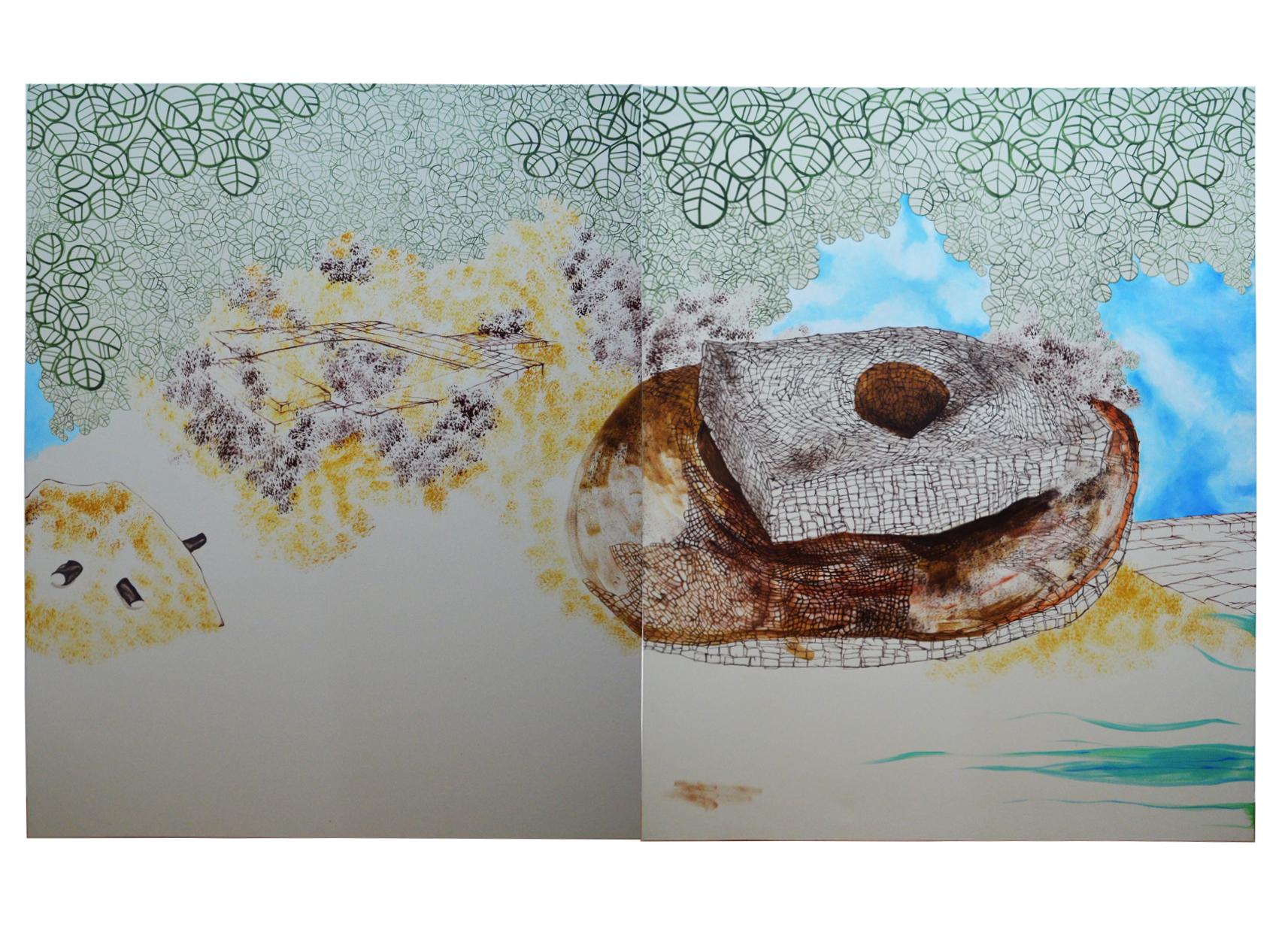 Hypermorph Garden 4.0, landscape painting, extra-large artwork in vendita 6