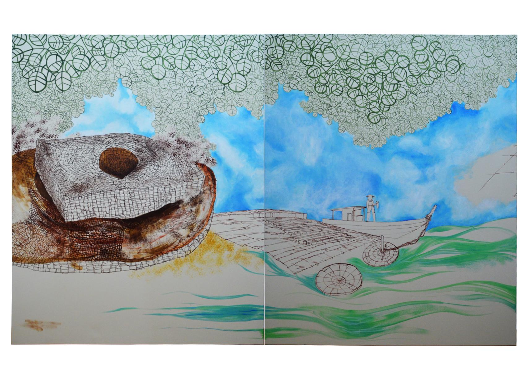 Hypermorph Garden 4.0, landscape painting, extra-large artwork in vendita 7