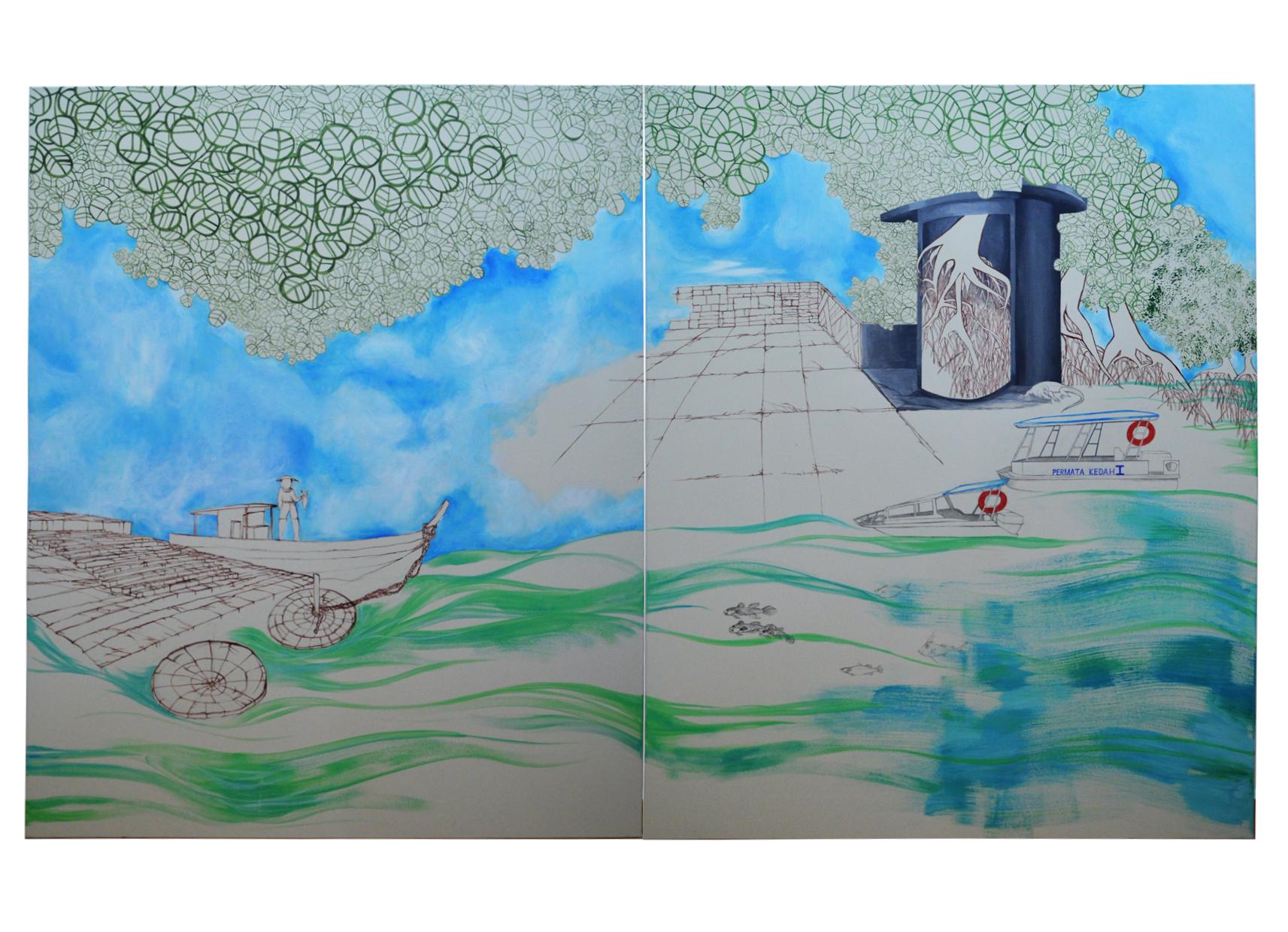 Hypermorph Garden 4.0, landscape painting, extra-large artwork in vendita 8