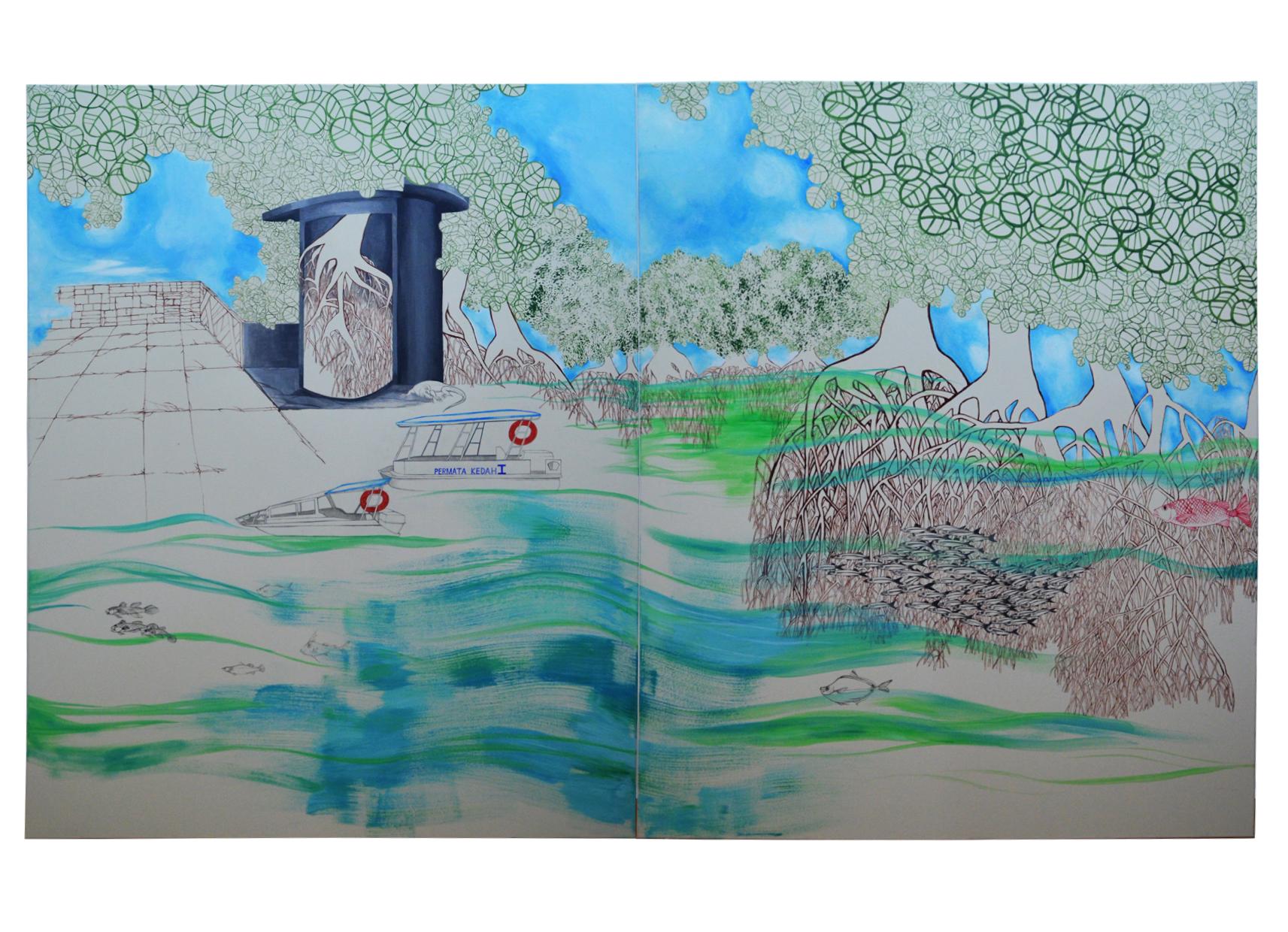 Hypermorph Garden 4.0, landscape painting, extra-large artwork in vendita 9