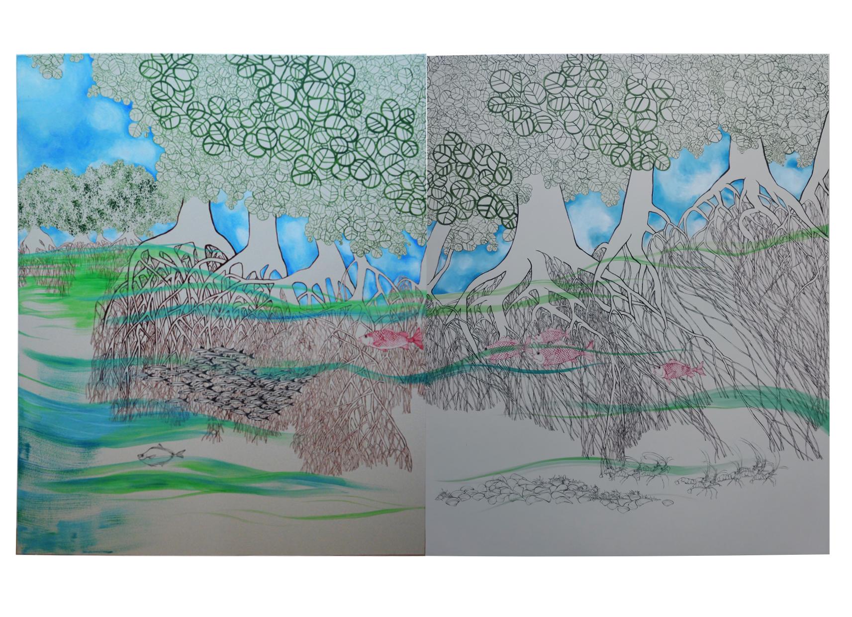 Hypermorph Garden 4.0, landscape painting, extra-large artwork in vendita 10