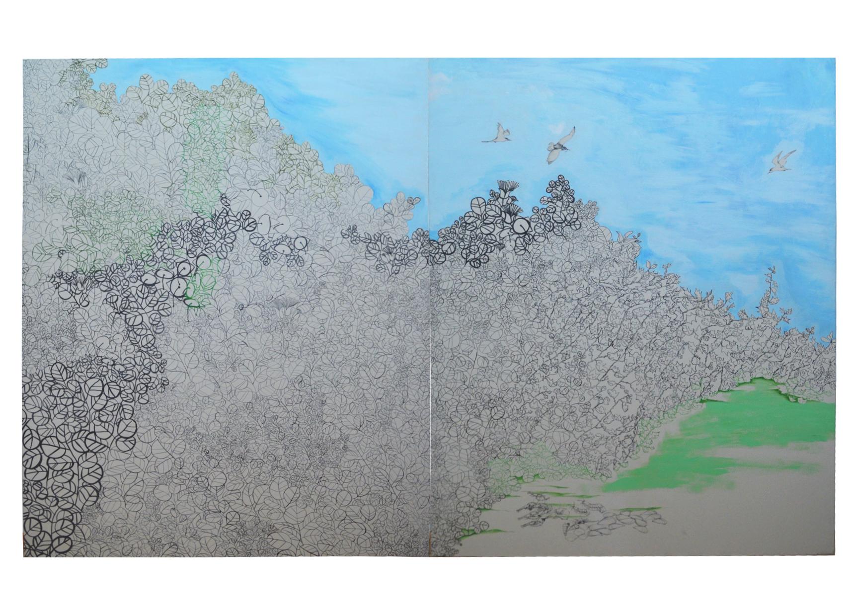 Hypermorph Garden 4.0, landscape painting, extra-large artwork - Painting di Fuen Chin