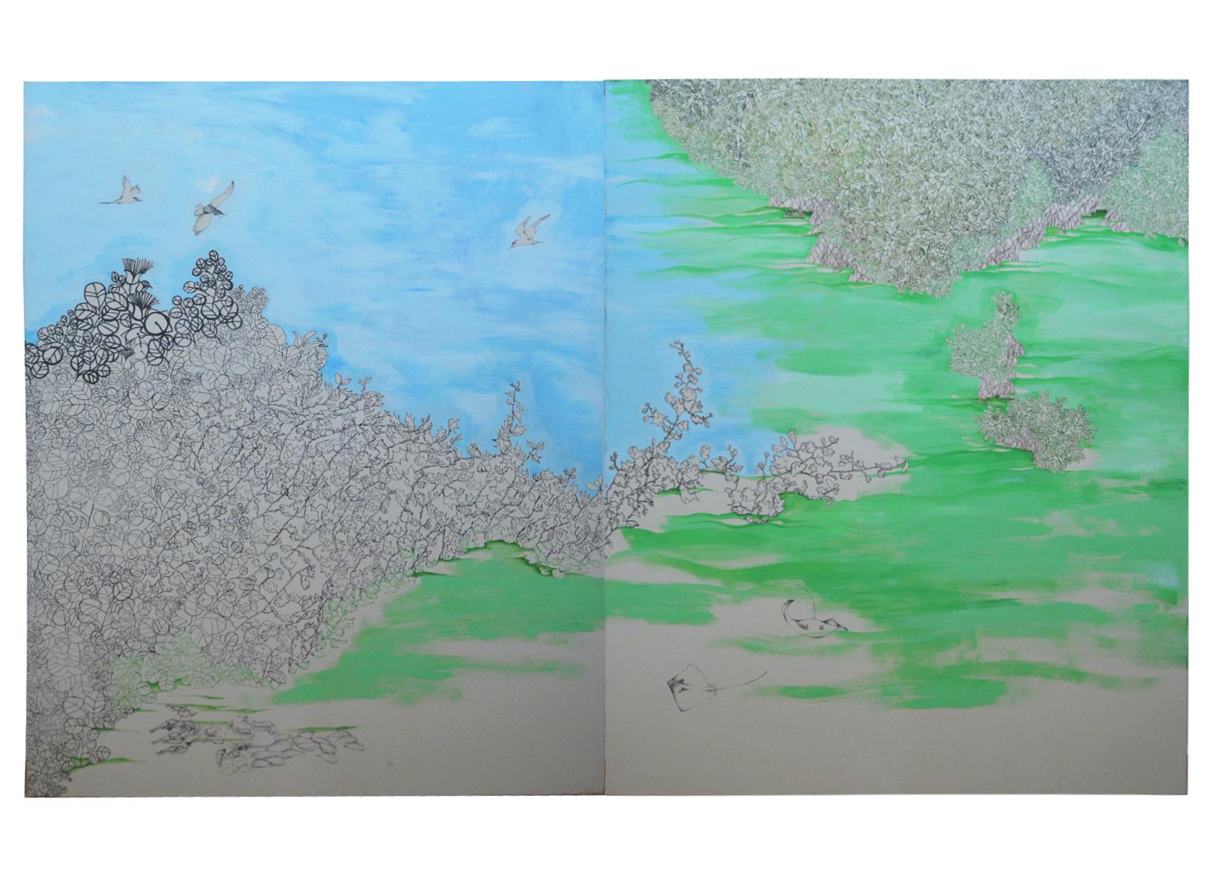 Hypermorph Garden 4.0, landscape painting, extra-large artwork - Painting Contemporaneo di Fuen Chin