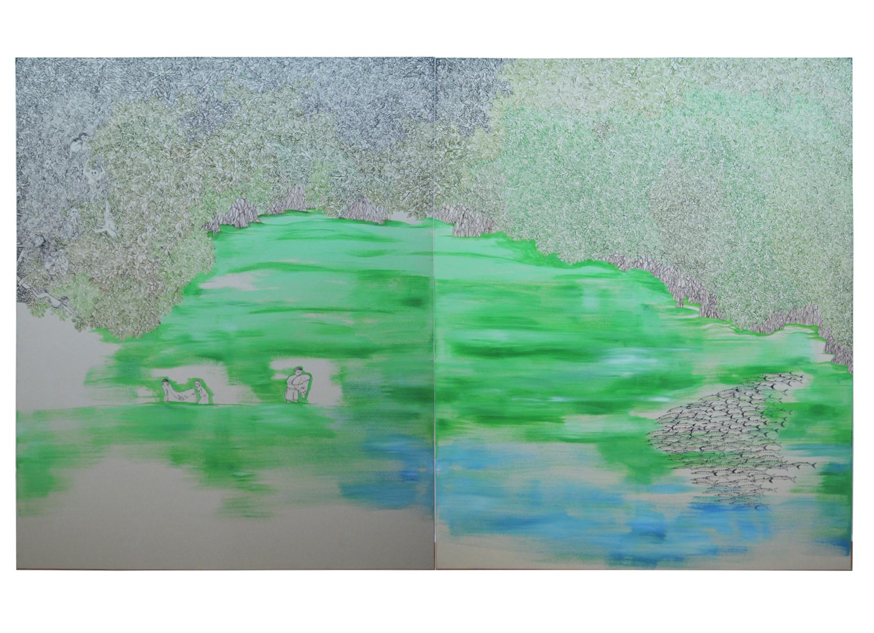 Hypermorph Garden 4.0, landscape painting, extra-large artwork in vendita 1