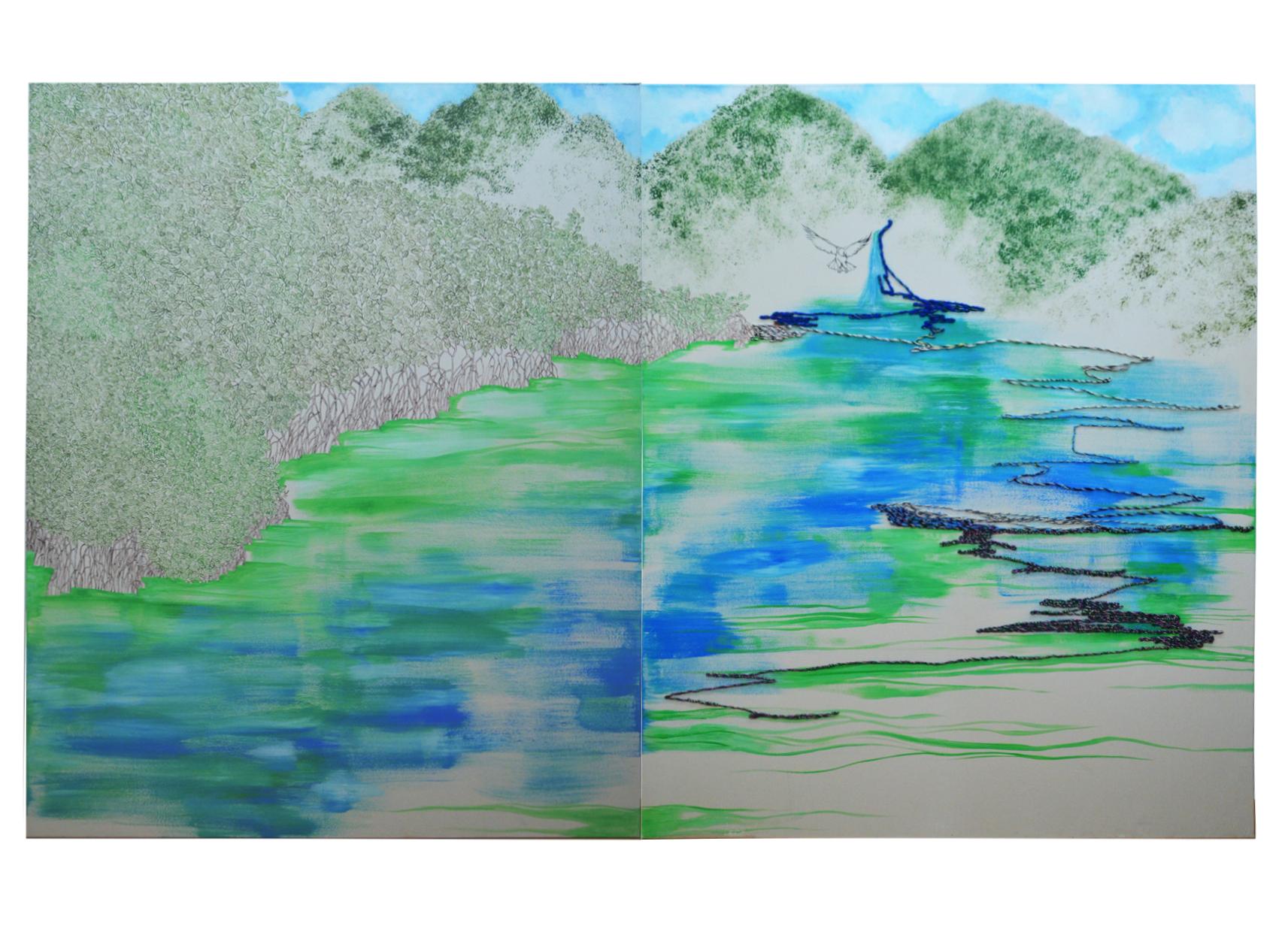 Hypermorph Garden 4.0, landscape painting, extra-large artwork in vendita 3