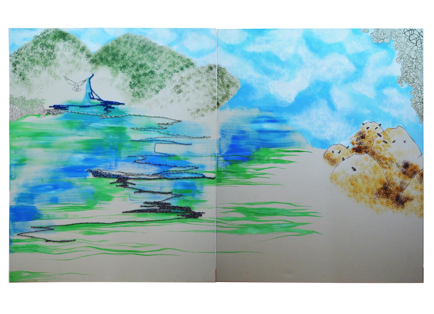 Hypermorph Garden 4.0, landscape painting, extra-large artwork in vendita 4