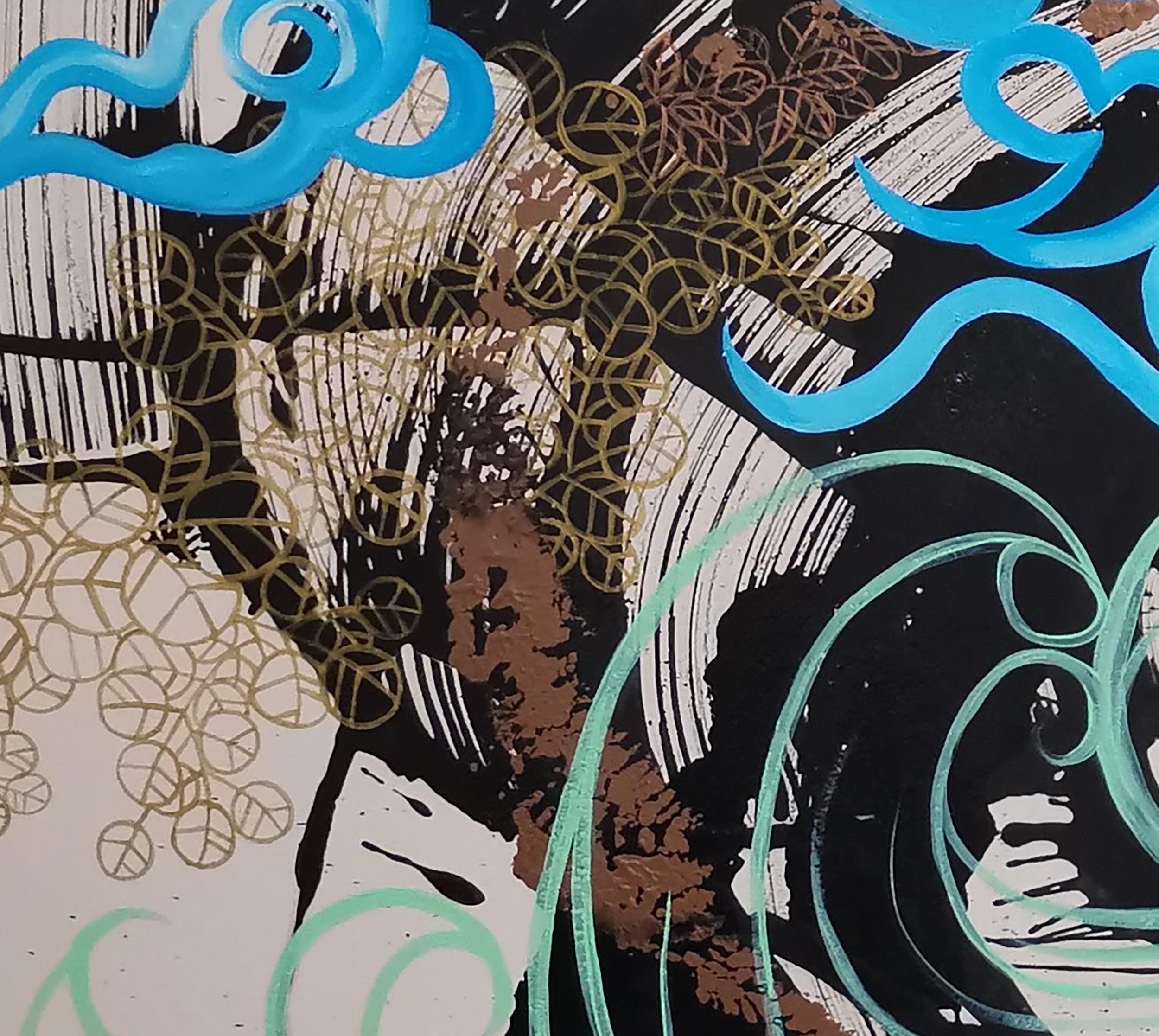 Expresionismo Abstracto, Caligrafía, Tinta Negra, Pincelada Gruesa - Abstract Painting Gris de Fuen Chin