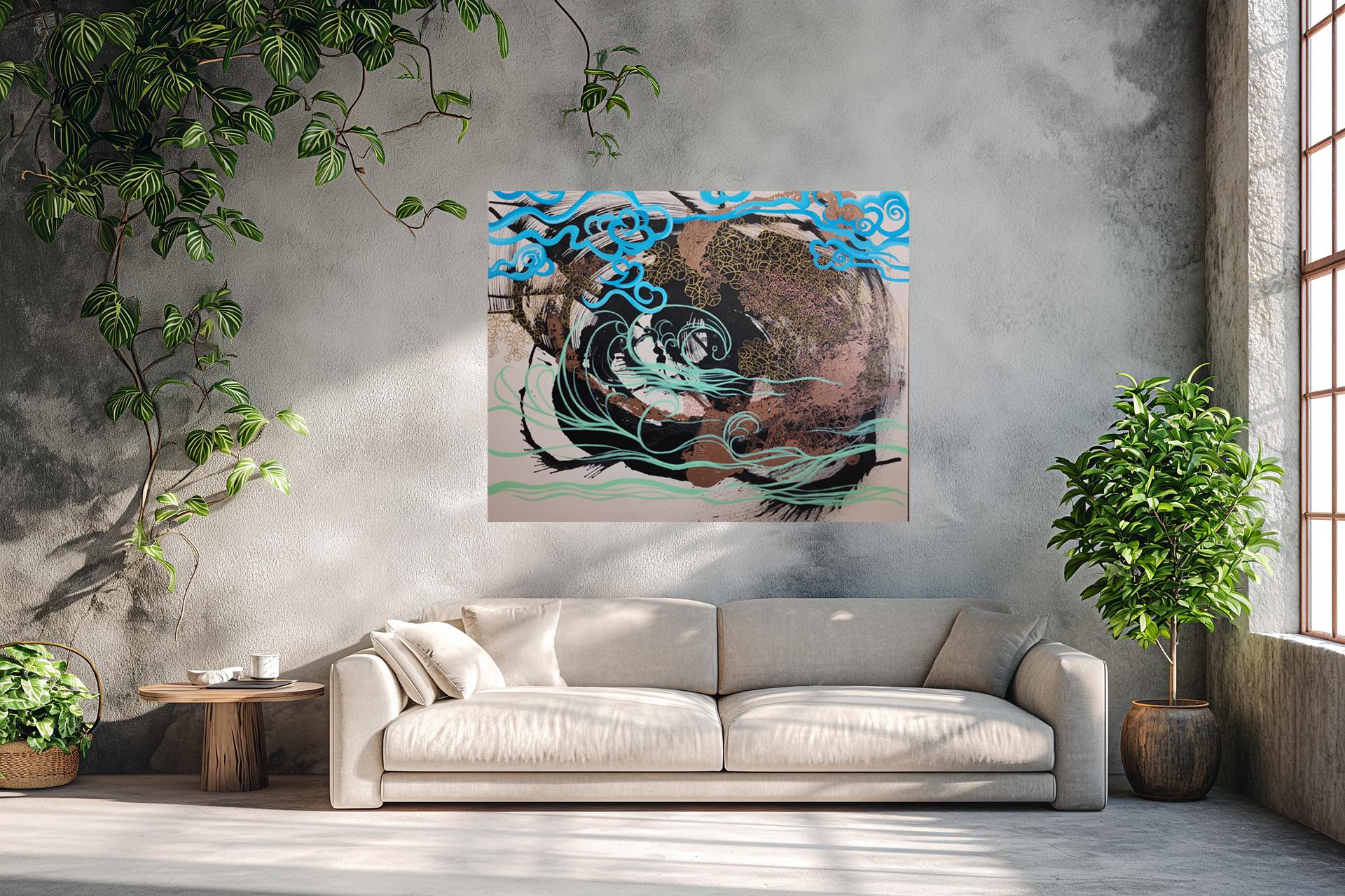 Expresionismo Abstracto, Caligrafía, Tinta Negra, Pincelada Gruesa en venta 4