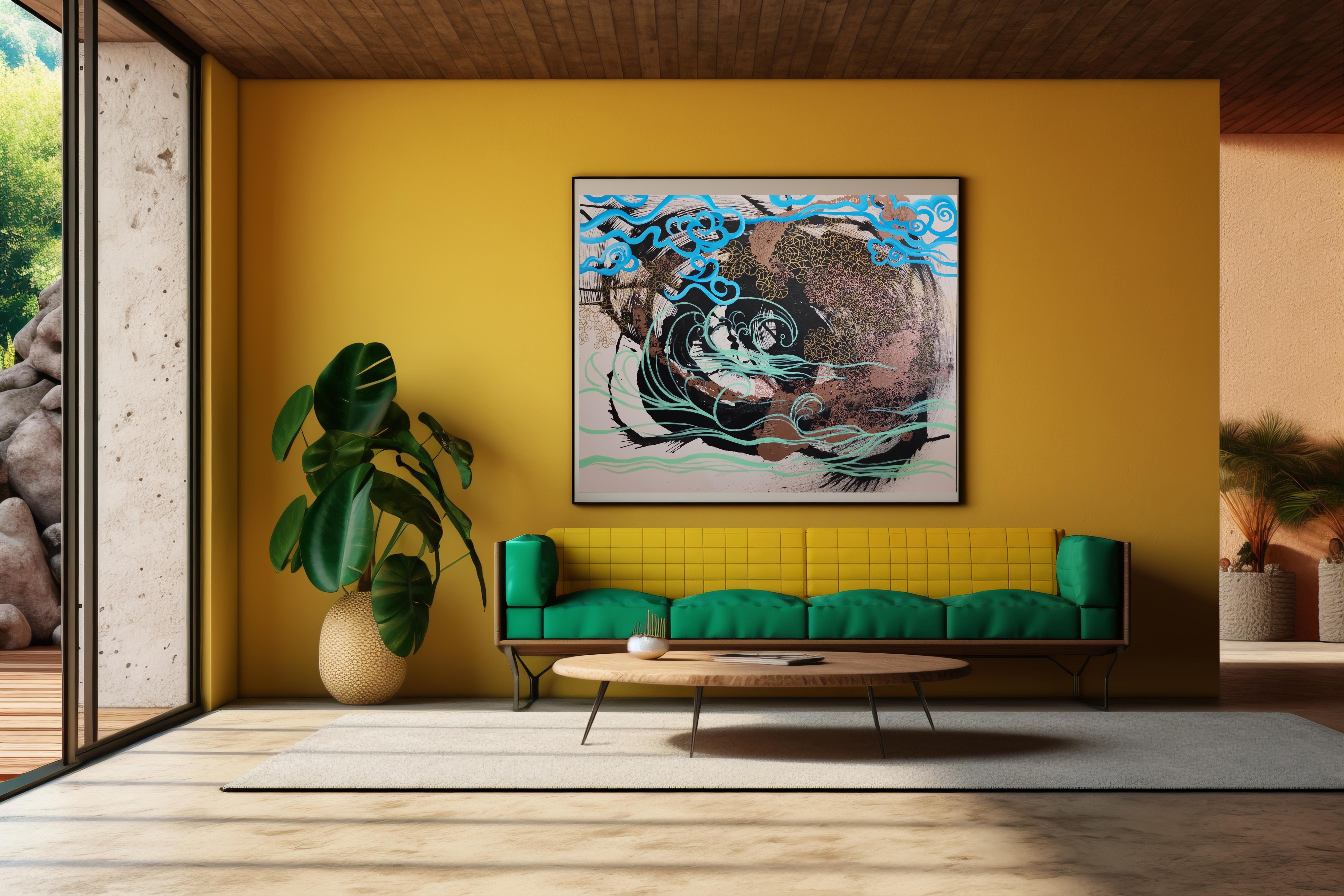 Expresionismo Abstracto, Caligrafía, Tinta Negra, Pincelada Gruesa en venta 5