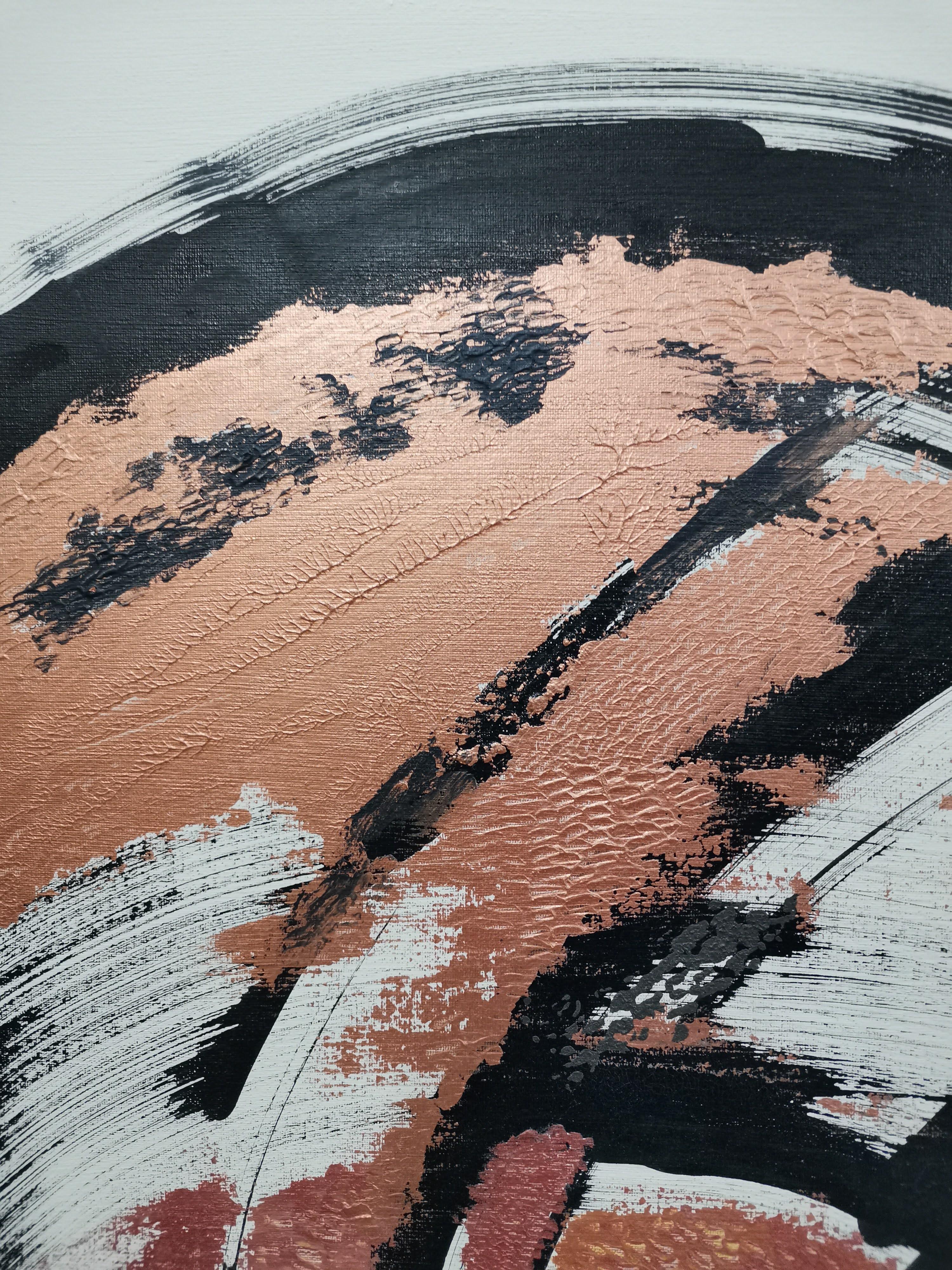Expresionismo Abstracto, Caligrafía, Tinta Negra, Pincelada Gruesa - Abstract Painting Marrón de Fuen Chin
