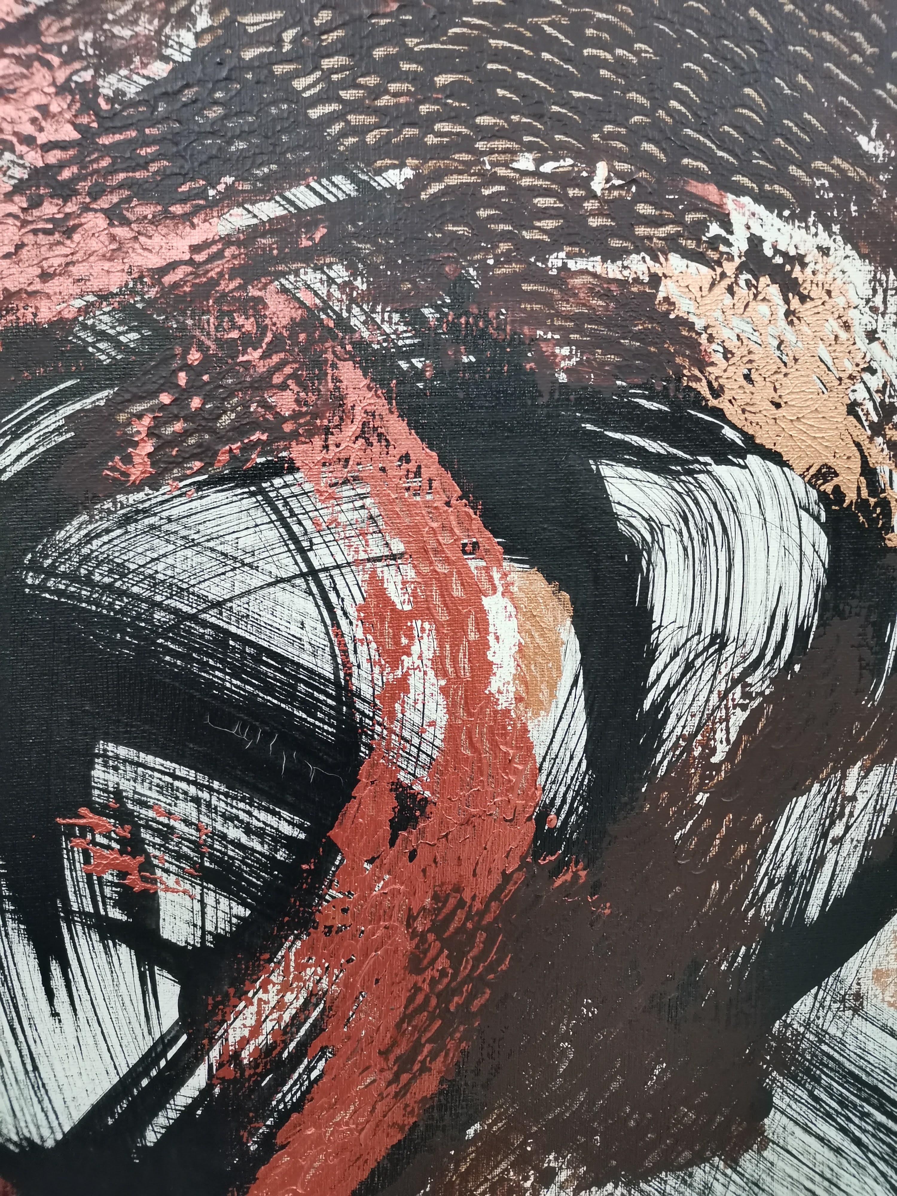 Expresionismo Abstracto, Caligrafía, Tinta Negra, Pincelada Gruesa - Painting de Fuen Chin