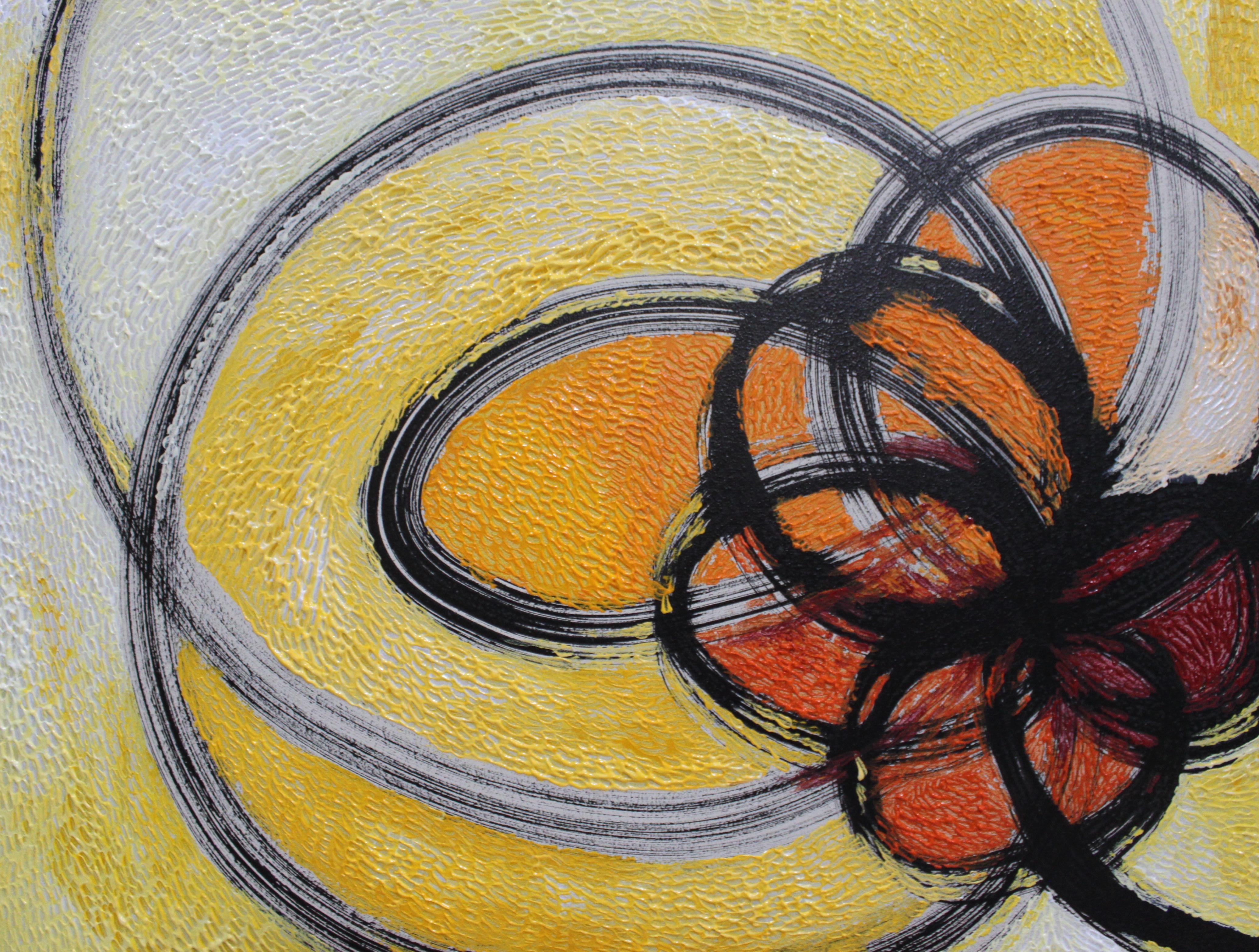 Girasoles, Impresionismo abstracto, Figurativo, Técnica mixta, Primavera - Painting Abstracto de Fuen Chin