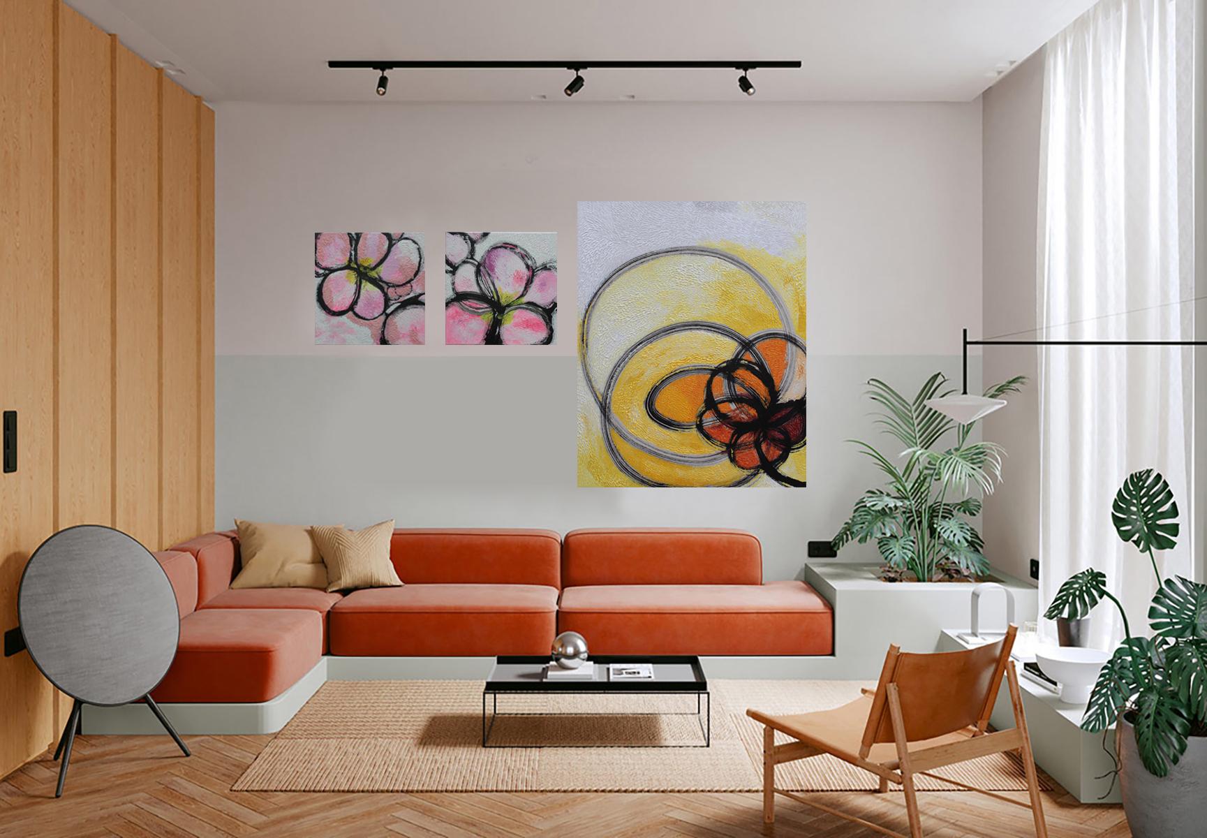 Girasoles, Impresionismo abstracto, Figurativo, Técnica mixta, Primavera en venta 2