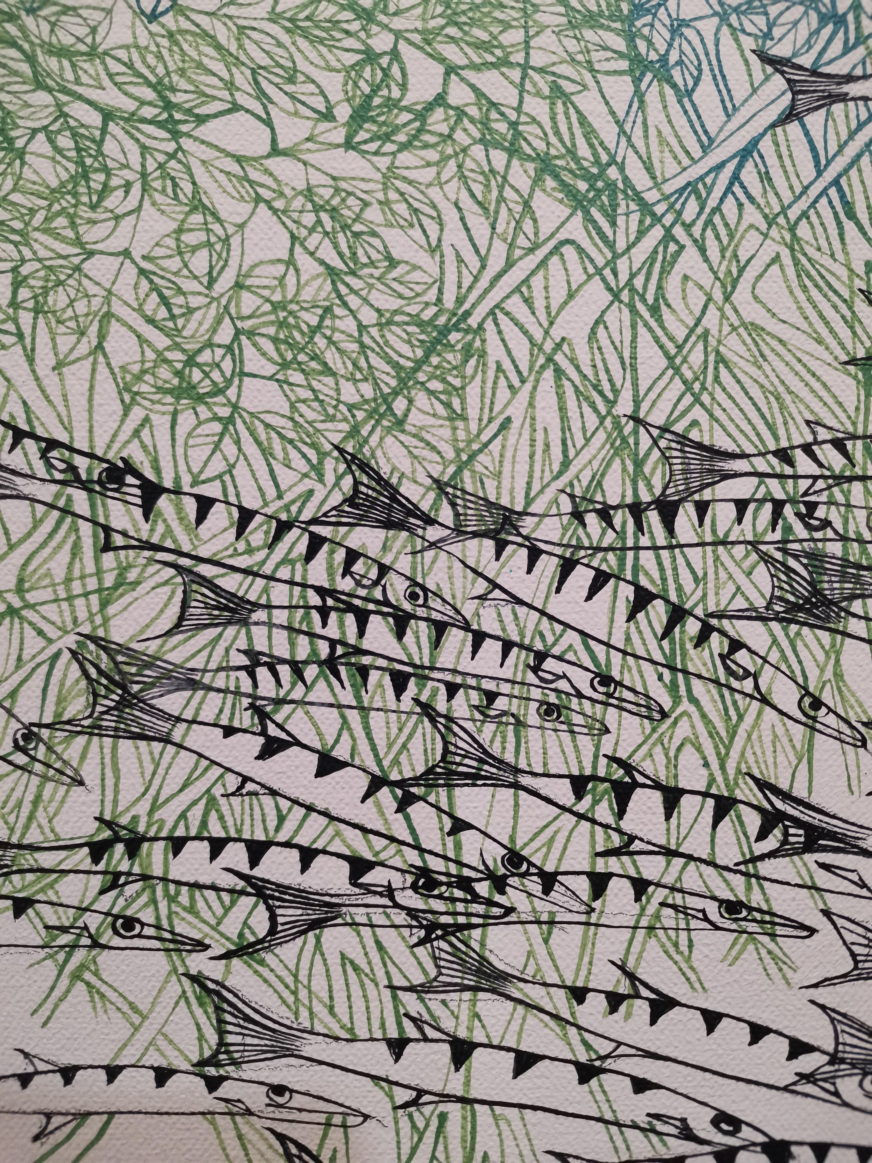 Landscape, Extra-large painting, Figurative, Mangrove – Painting von Fuen Chin