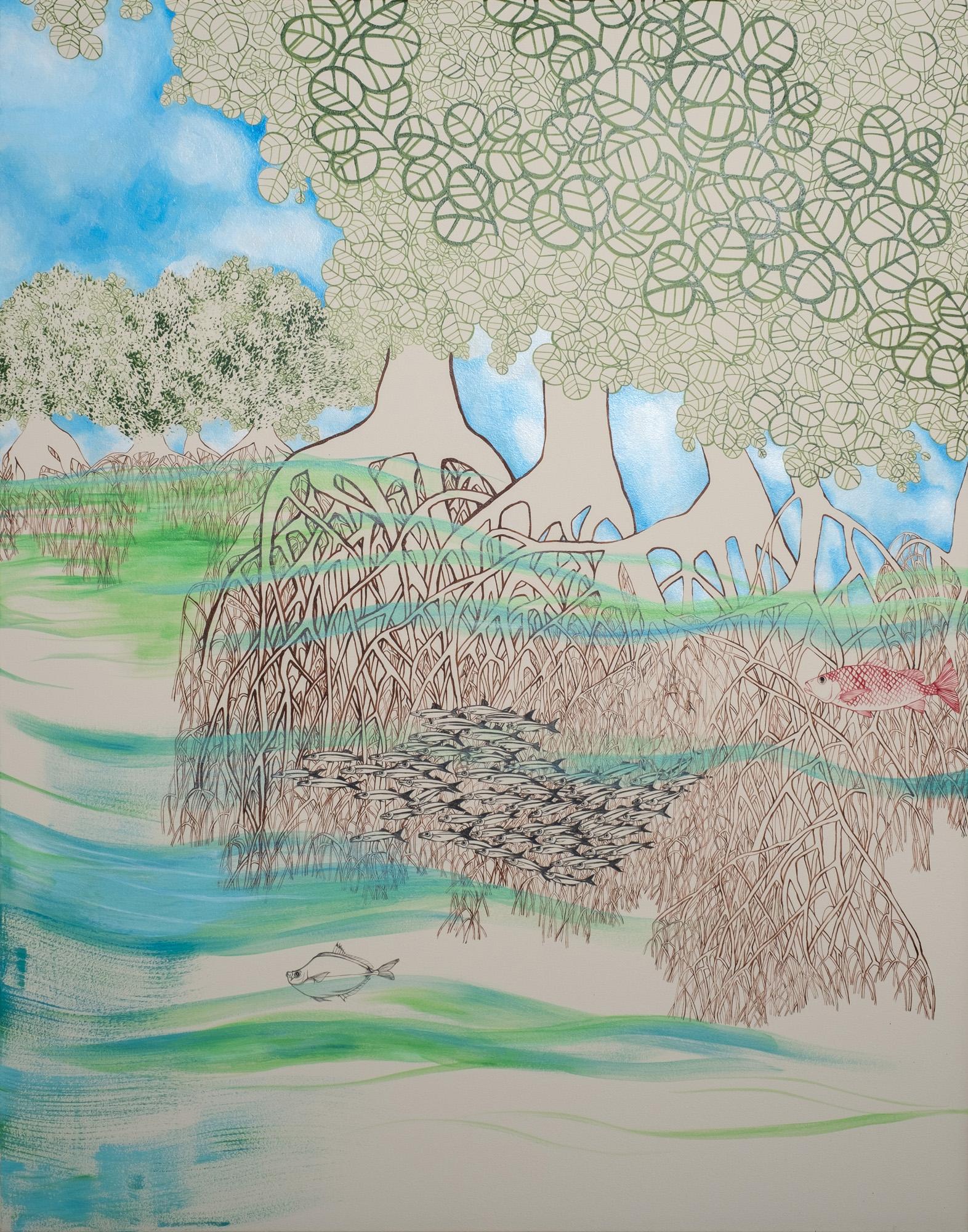 Landscape, Mangrove, Extra Large Painting, Inspired by Nature, Natural Landscape For Sale 12