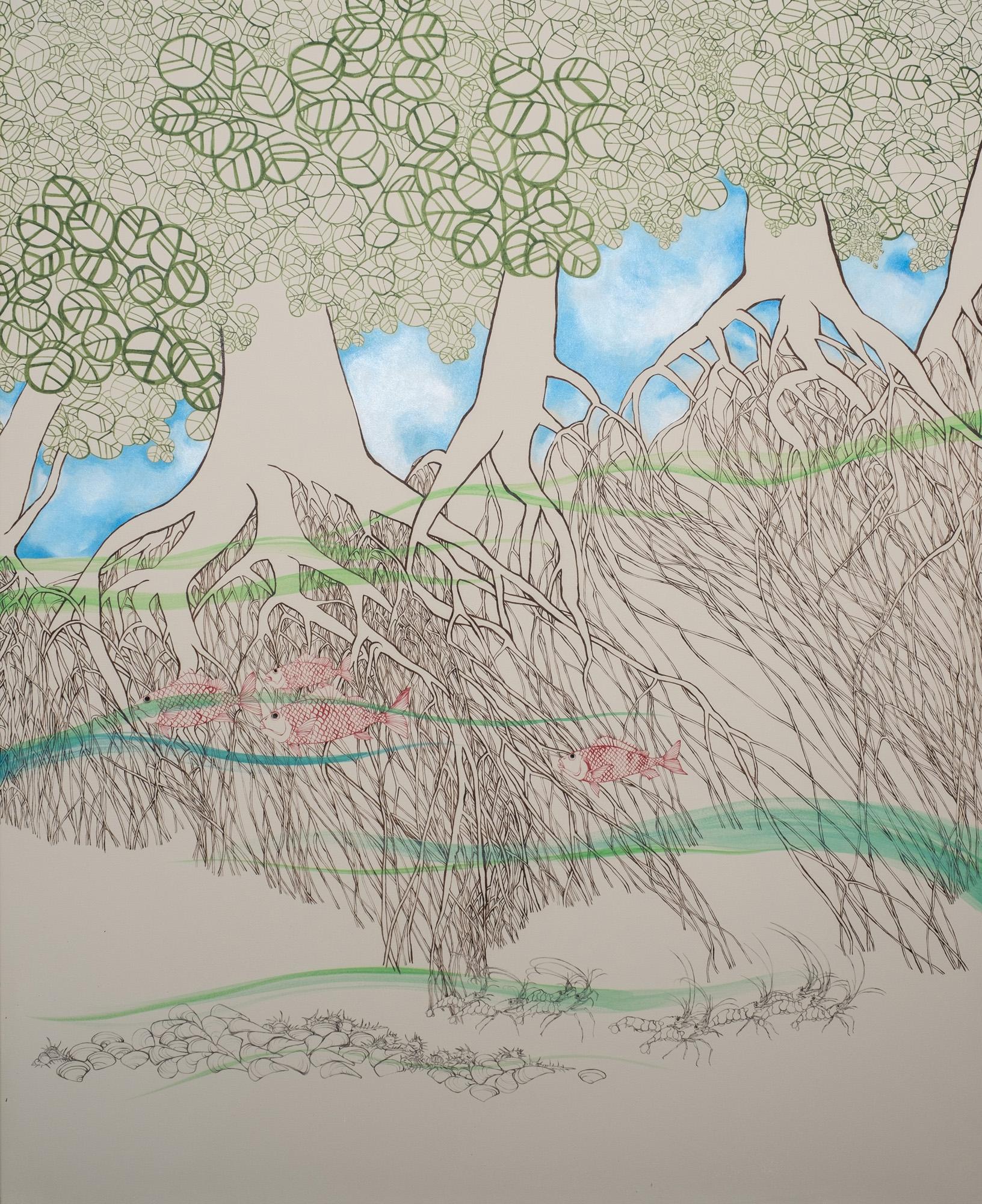 Landscape, Mangrove, Extra Large Painting, Inspired by Nature, Natural Landscape For Sale 13
