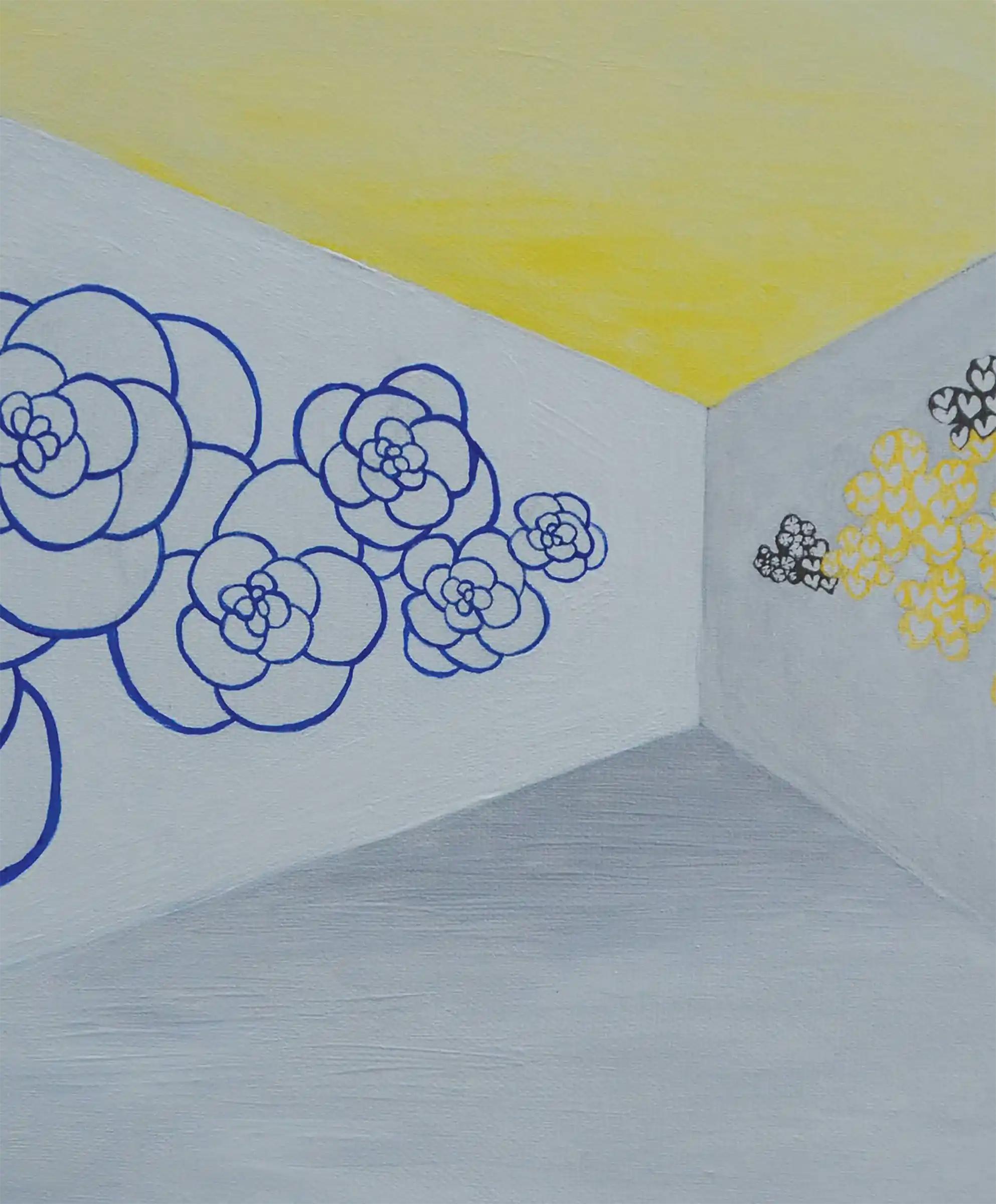 Modern Garden, Contemporary, 21st century, Landscape, Florals - Abstract Painting by Fuen Chin