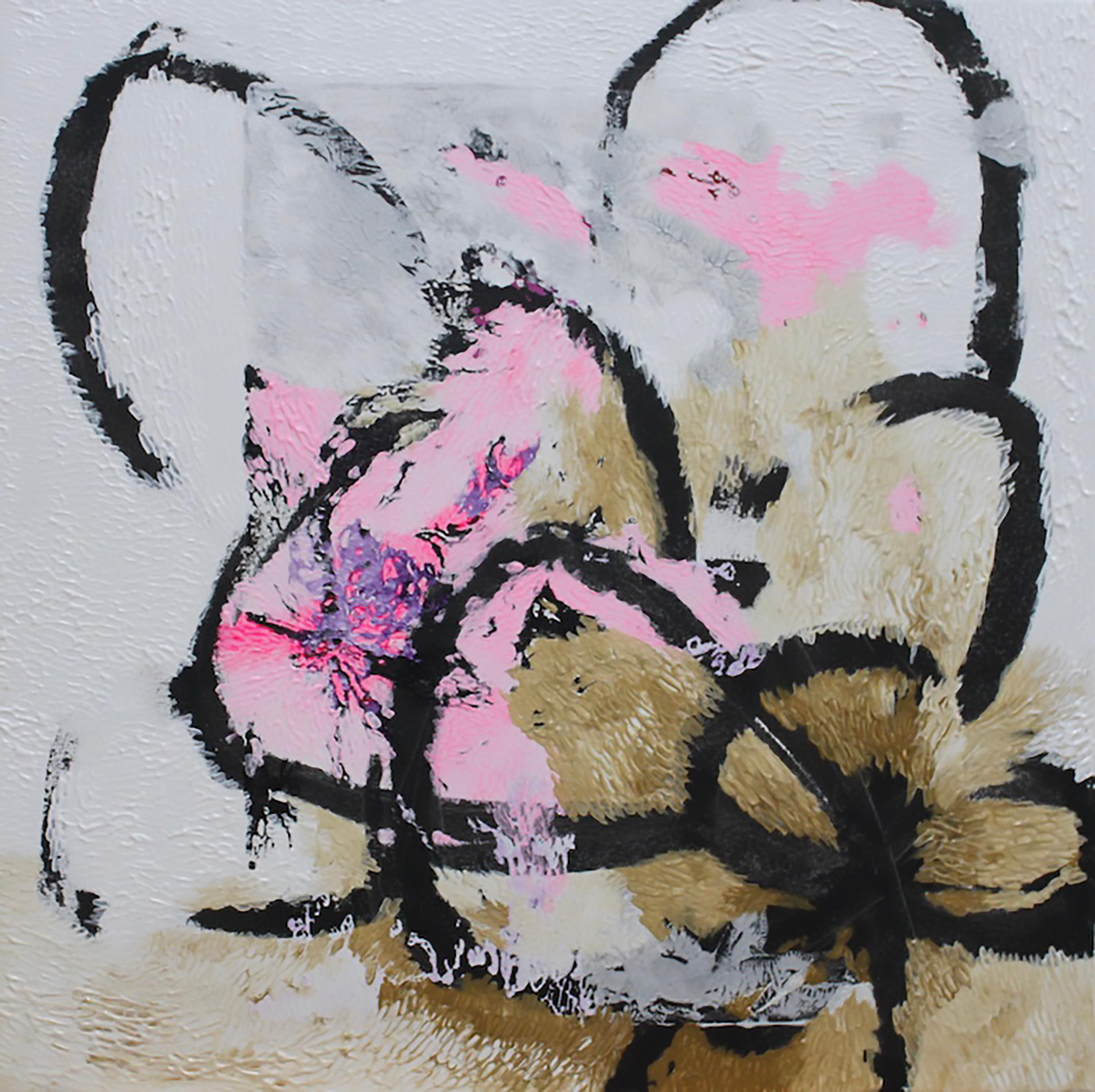 Abstract Painting di Fuen Chin - Fiore, Floreale, Impressionismo astratto, Ibisco, Tecnica mista