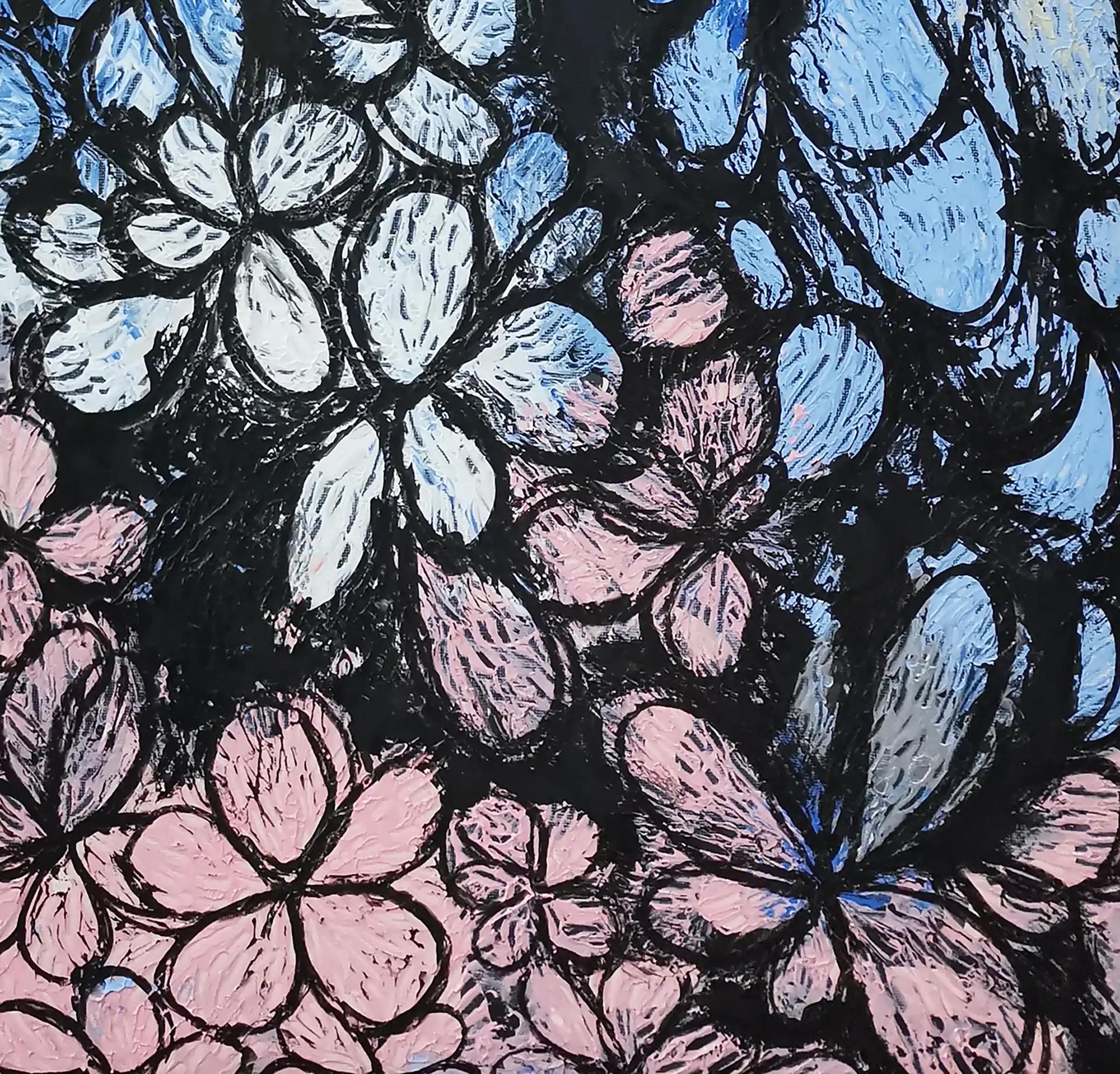 Mythical Garden, 21st century, contemporary, abstract, floral - Contemporary Painting by Fuen Chin