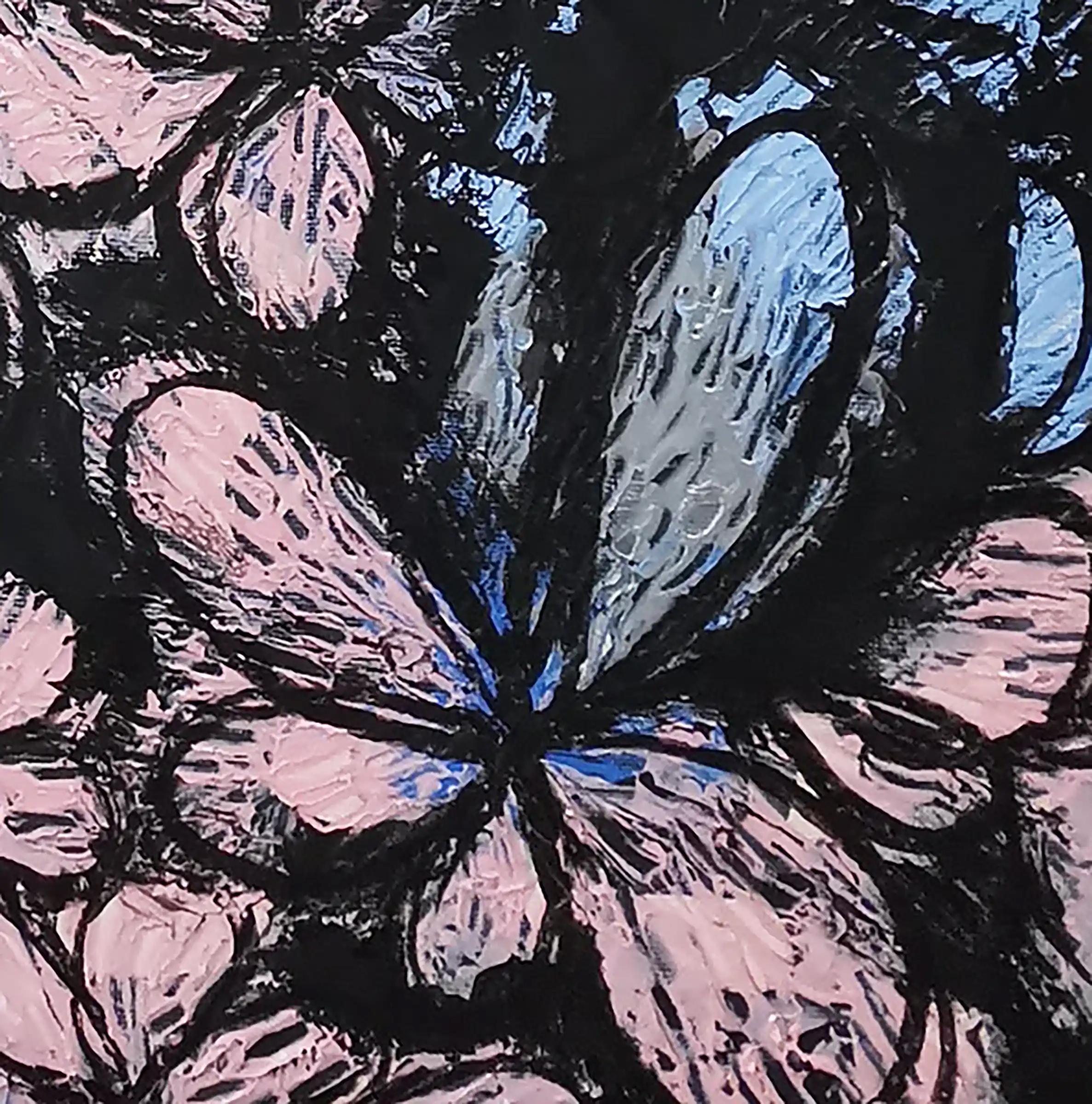 Mythical Garden, 21st century, contemporary, abstract, floral - Black Figurative Painting by Fuen Chin