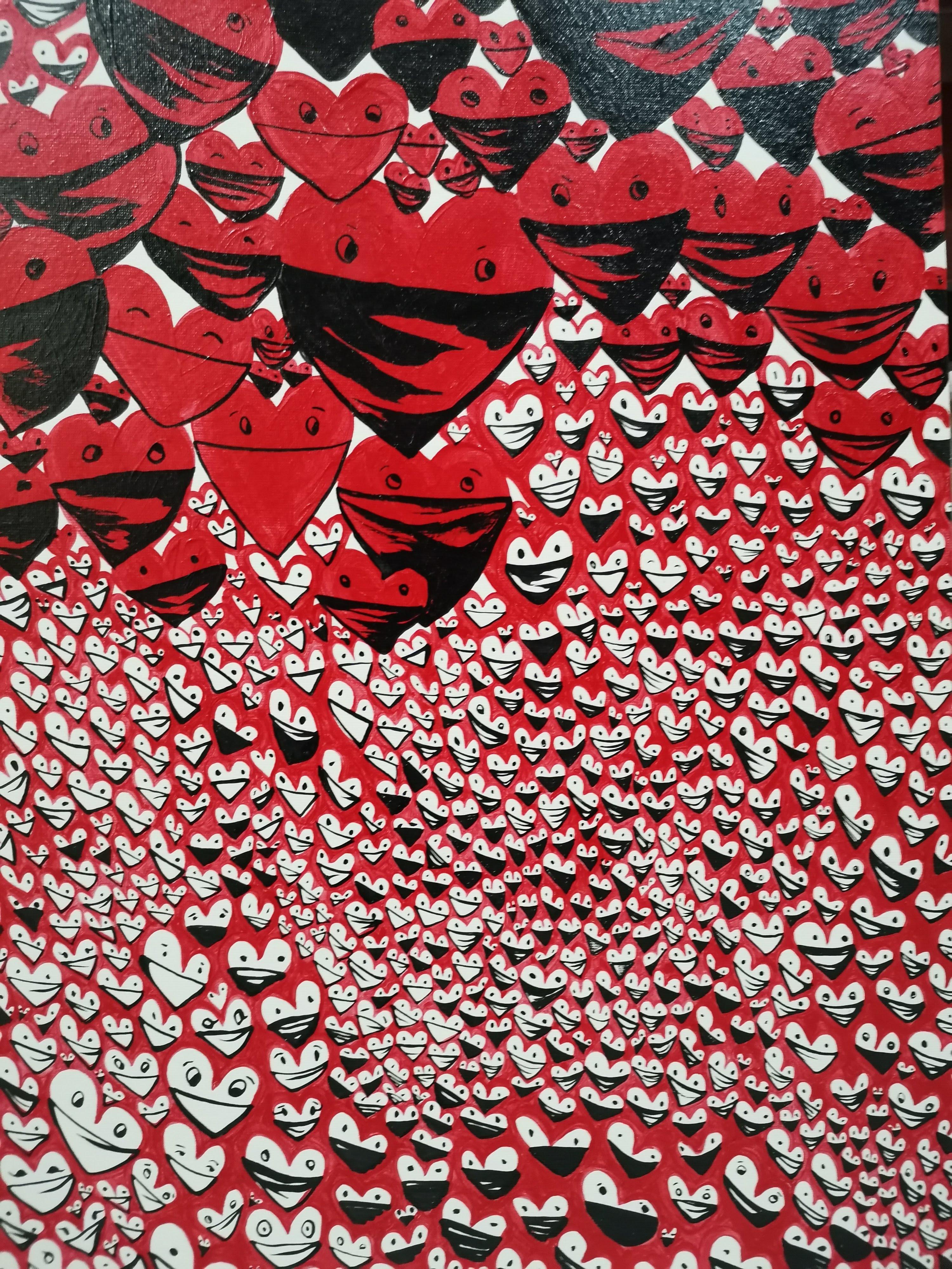 Pop Art, Extra-large Artwork, Emoji – Painting von Fuen Chin