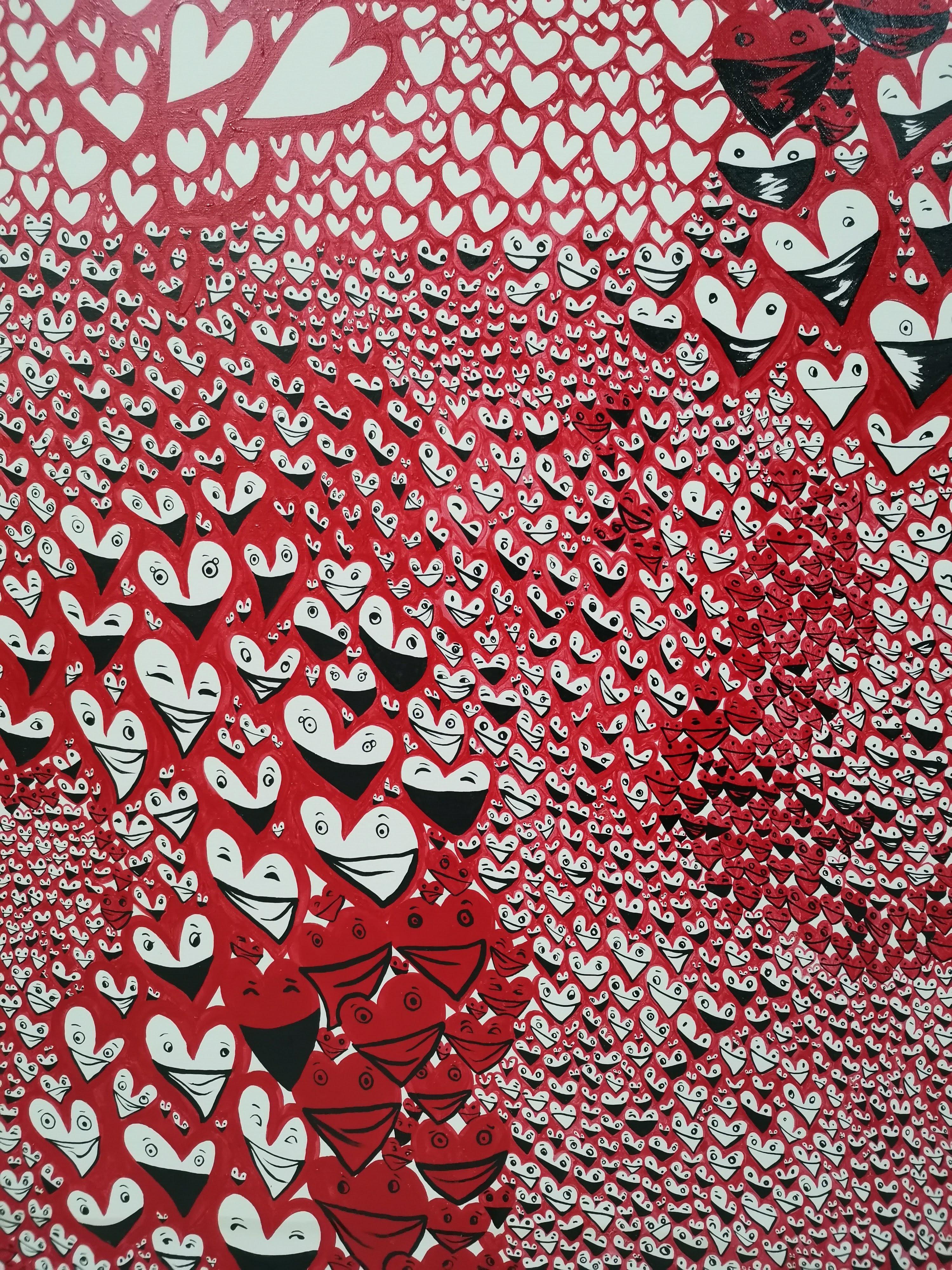 Pop Art, Extra-large Artwork, Emoji (Braun), Figurative Painting, von Fuen Chin