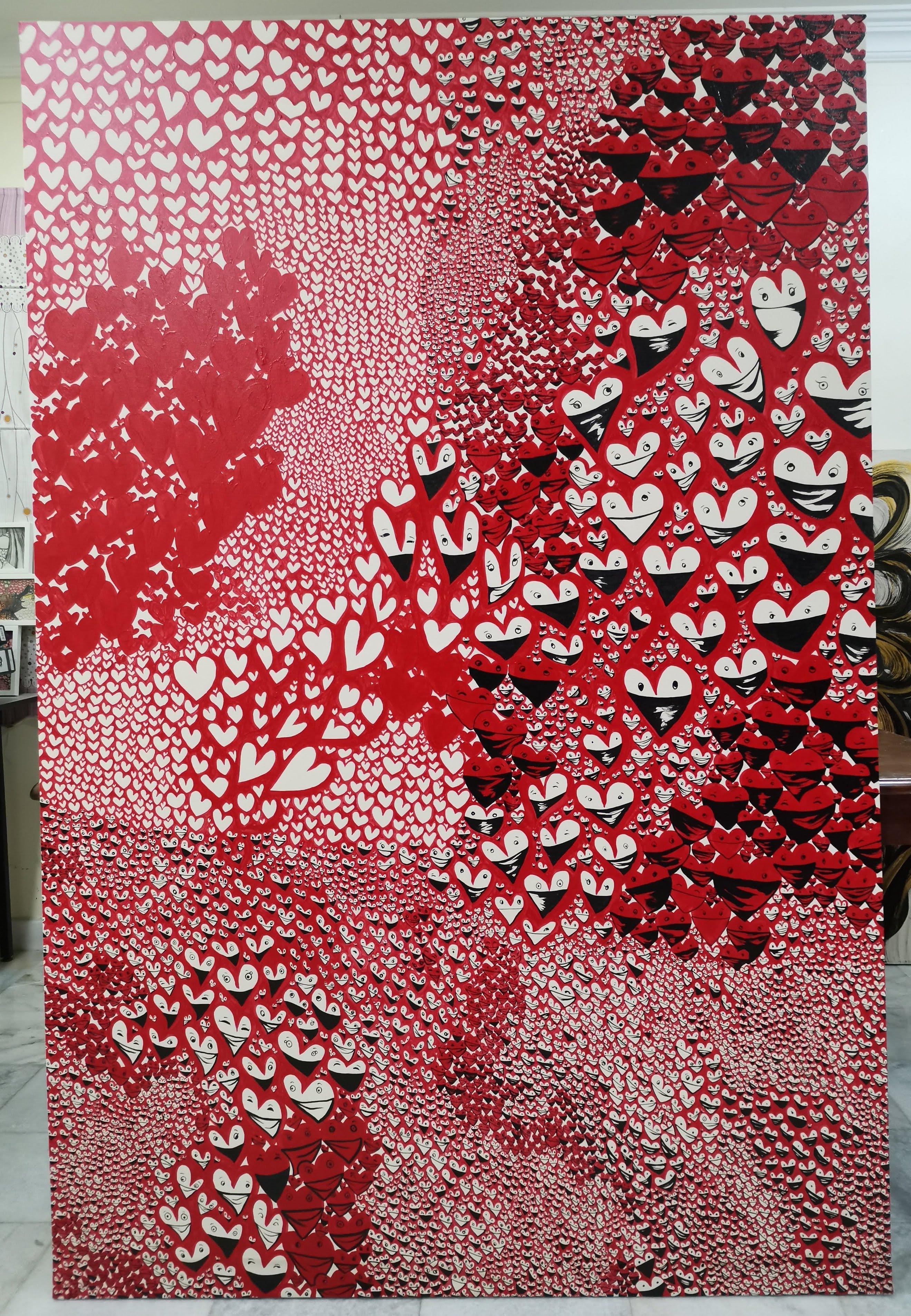 Fuen Chin Figurative Painting – Pop Art, Extra-large Artwork, Emoji