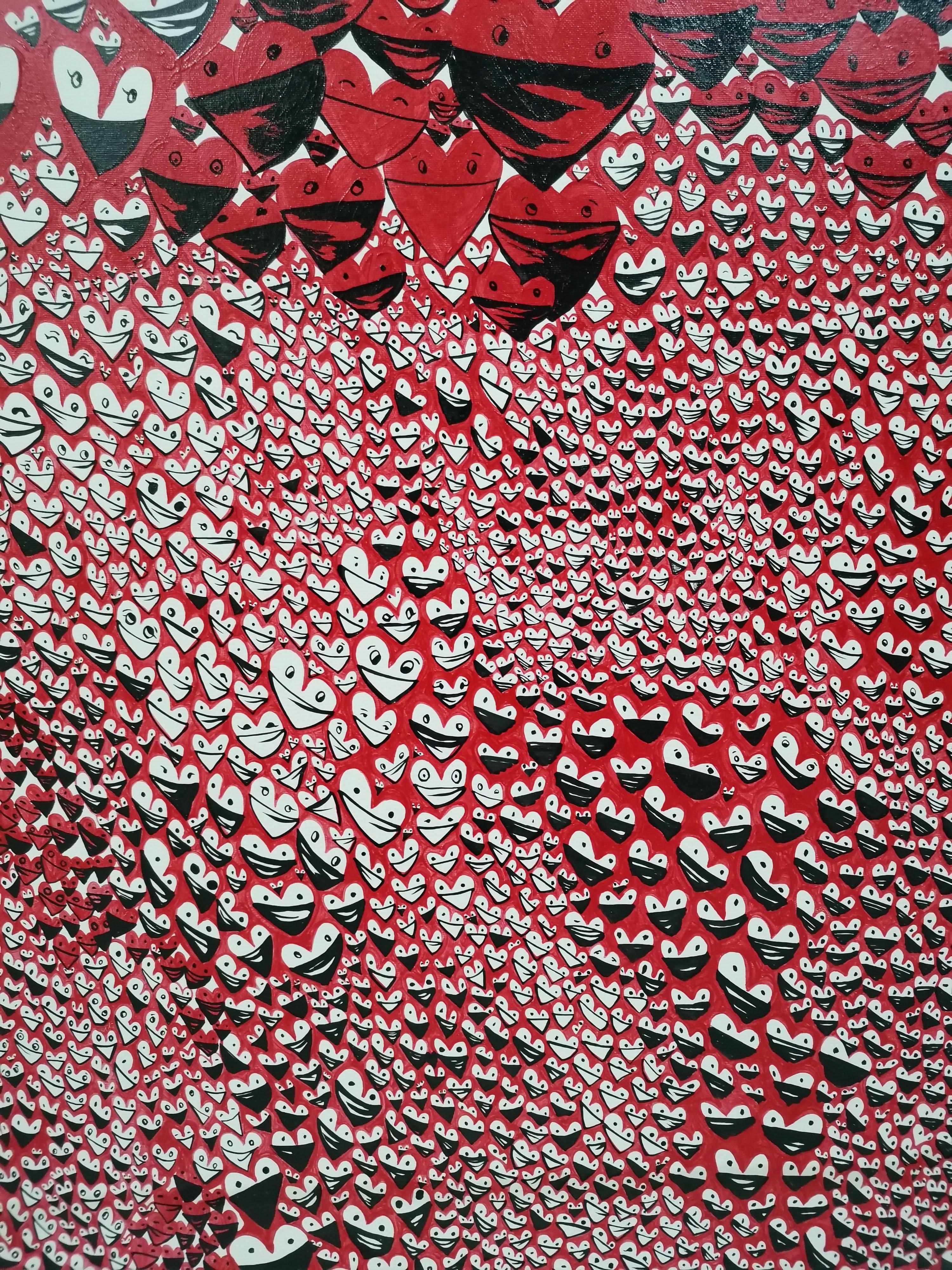 Rojo, San Valentín sano, Expresionista abstracto, figurativo, Amor en venta 2