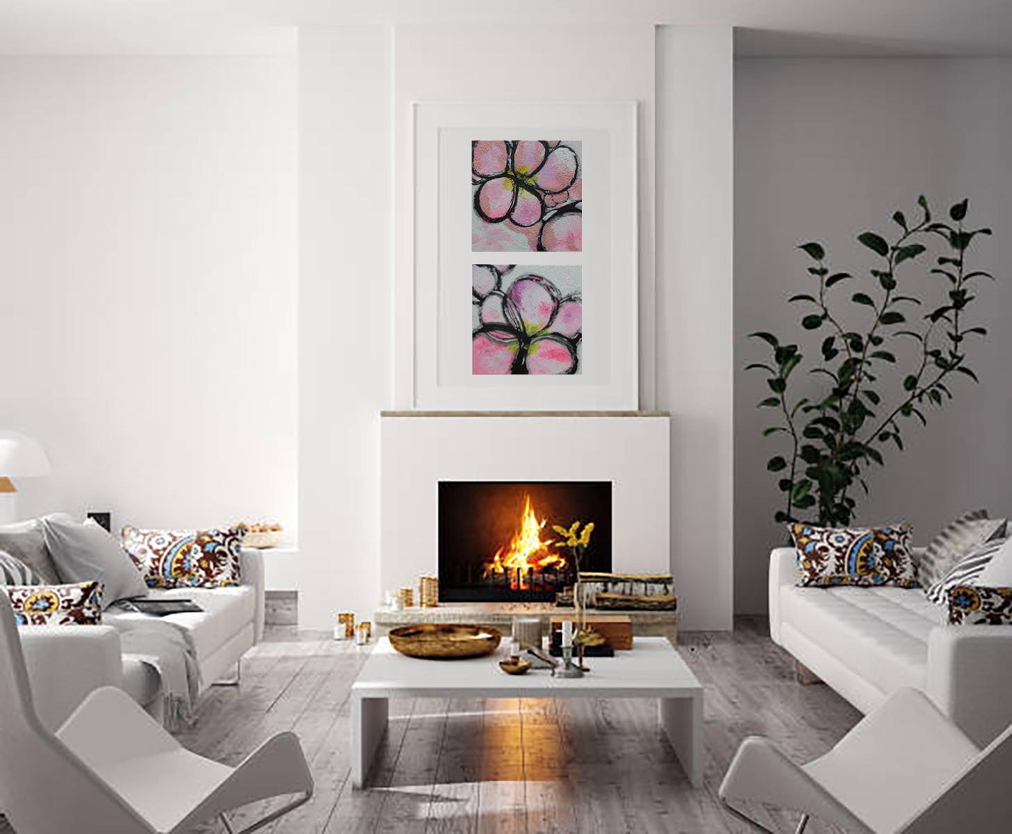 Blüte, Winterstice, Abstrakter Impressionismus, Rosa, Blumen, Blumen-Blumen-Blumenschliff im Angebot 2