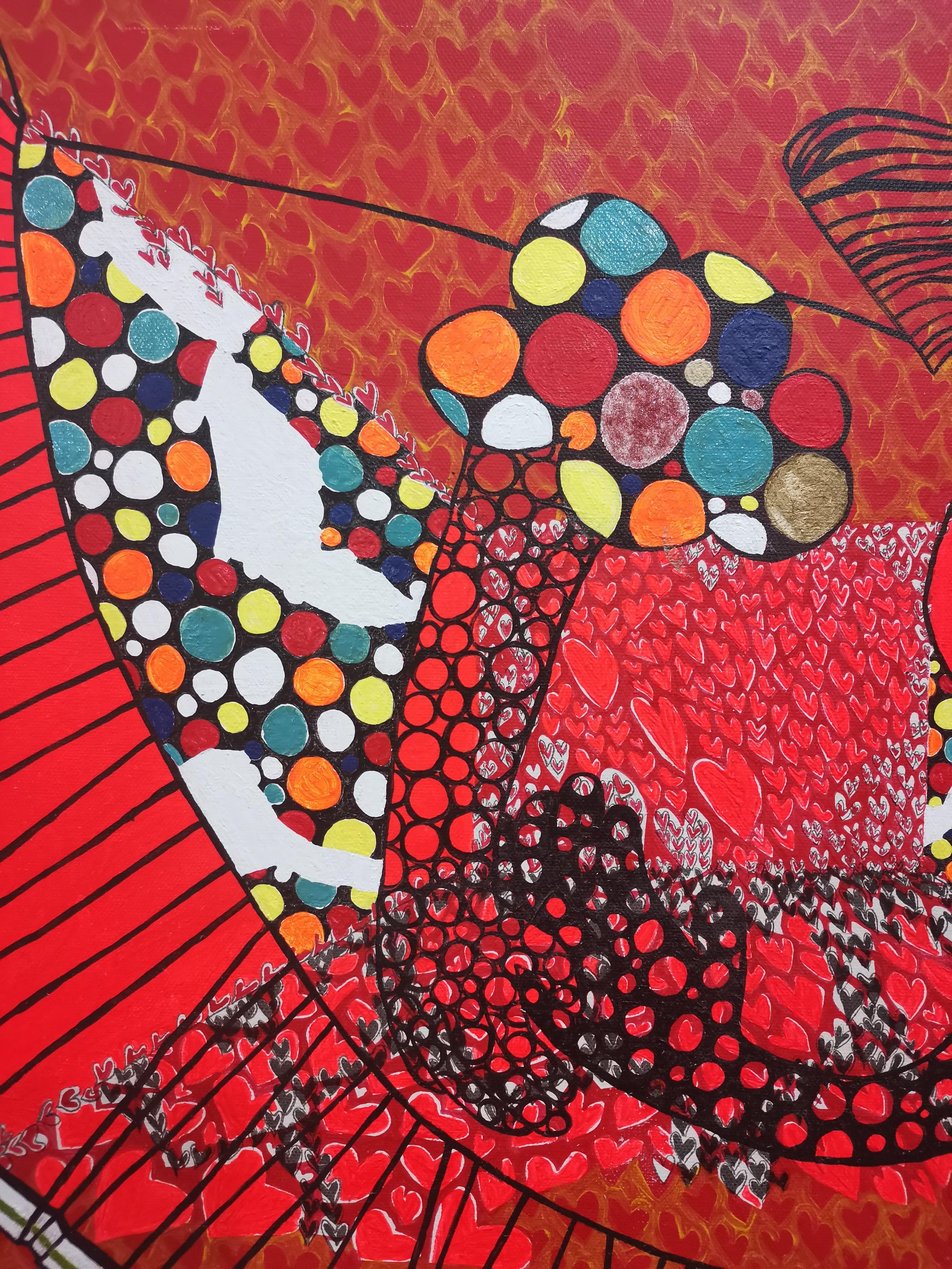 Happy Women, Female Artist, Powerful Women, Expressionist, Alter-ego - Contemporary Painting by Fuen Chin