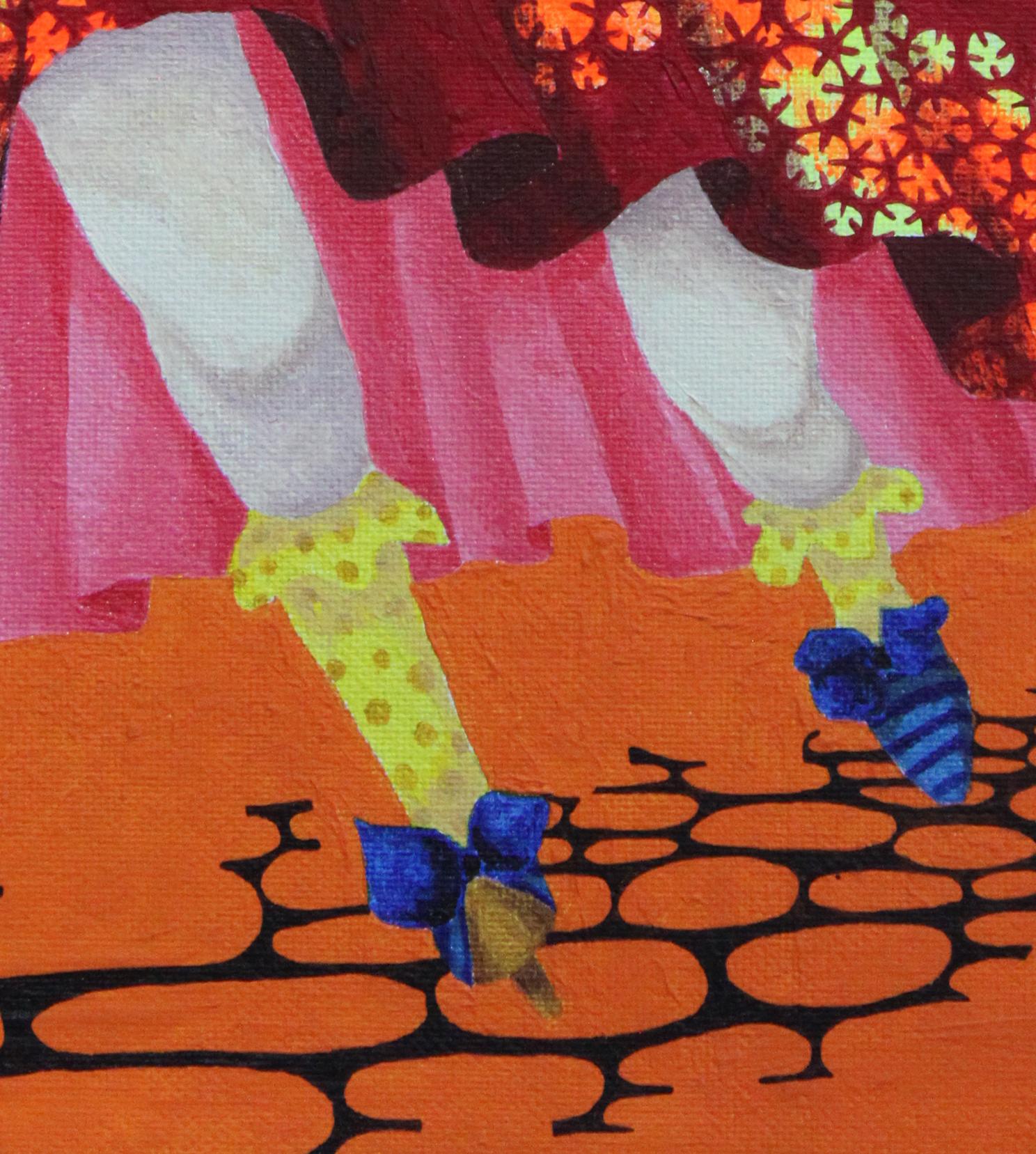 Alice, Artista donna, Espressionista, Alter-ego, Primavera, Colorata - Portrait Painting Marrone di Fuen Chin