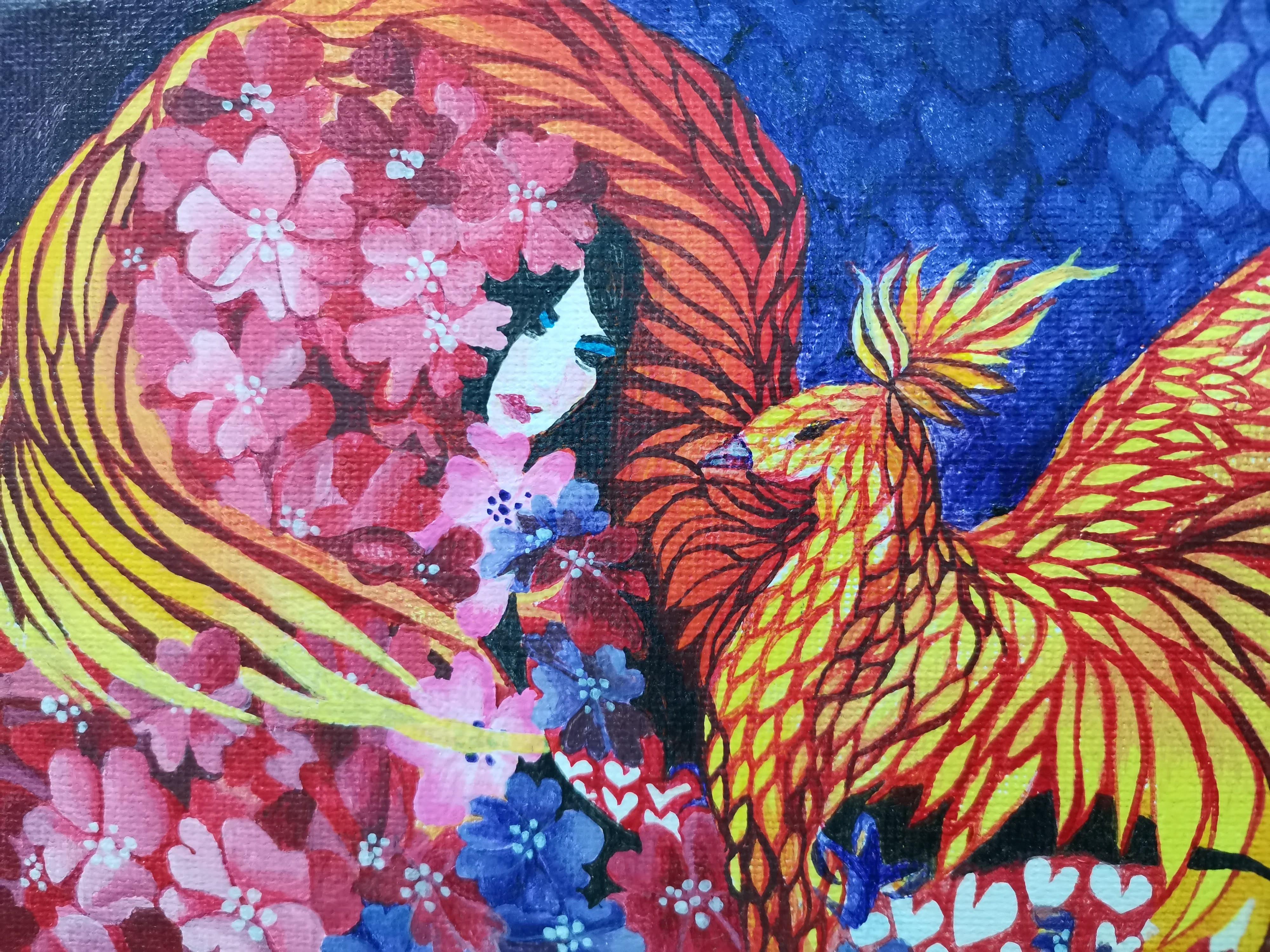 Phoenix, Artista donna, Donna di potere, Espressionista, Alter-ego - Painting di Fuen Chin