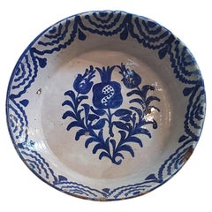 Glazed or enameled ceramic bowl or basin from Fajalauza, Granada, 19th century