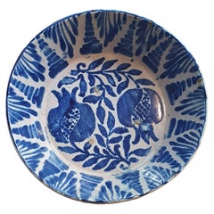 Glazed or enameled ceramic bowl or basin from Fajalauza, Granada, 19th century