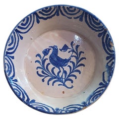 Glazed or enameled ceramic bowl or basin from Fajalauza, Granada, 19th century