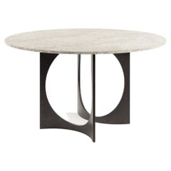 Fuga Cast Iron 140 cm Round Dining table Stone top - Metamorphic Art Studio