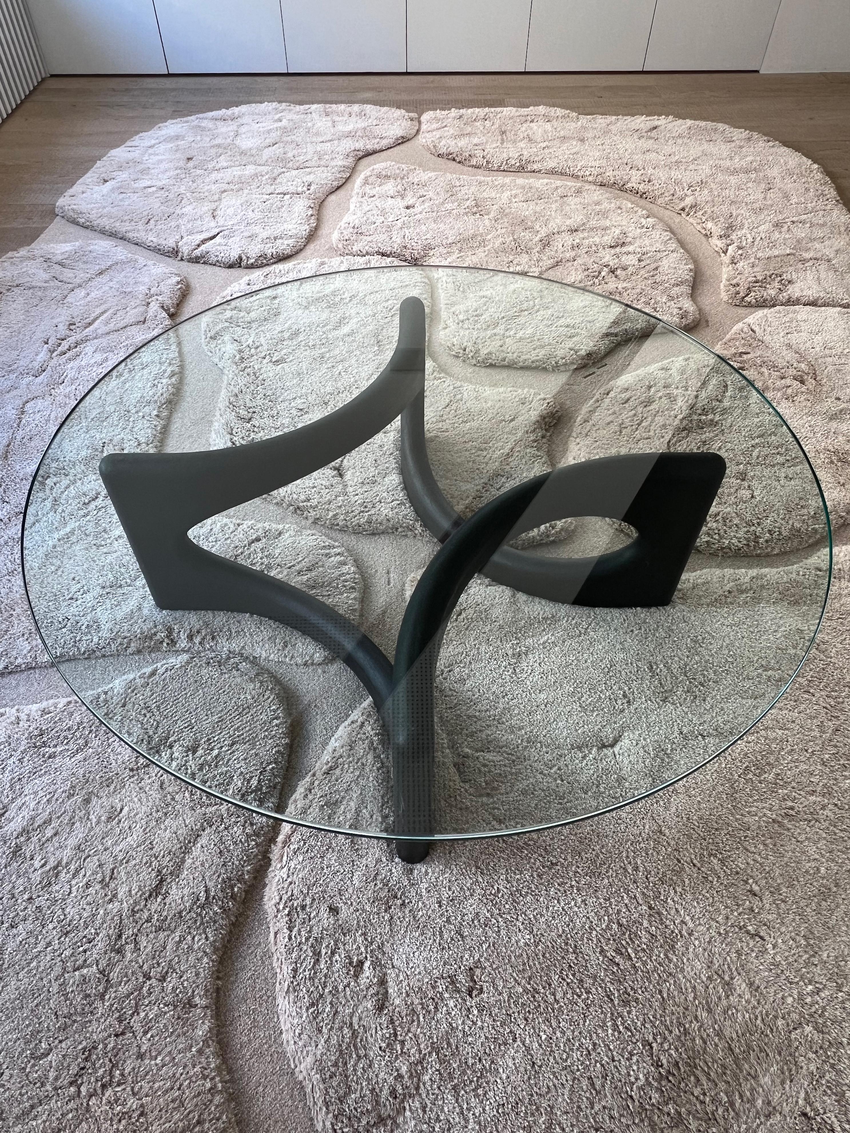 Postmoderne Table basse ronde Fuga en microciment et verre par Metamorphic Art Studio en vente