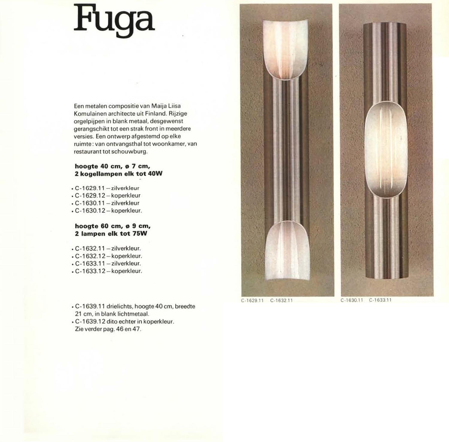 Metà XX secolo Fuga Copper Sconces by Maija Liisa Komulainen for RAAK, 1950, set di 2 in vendita