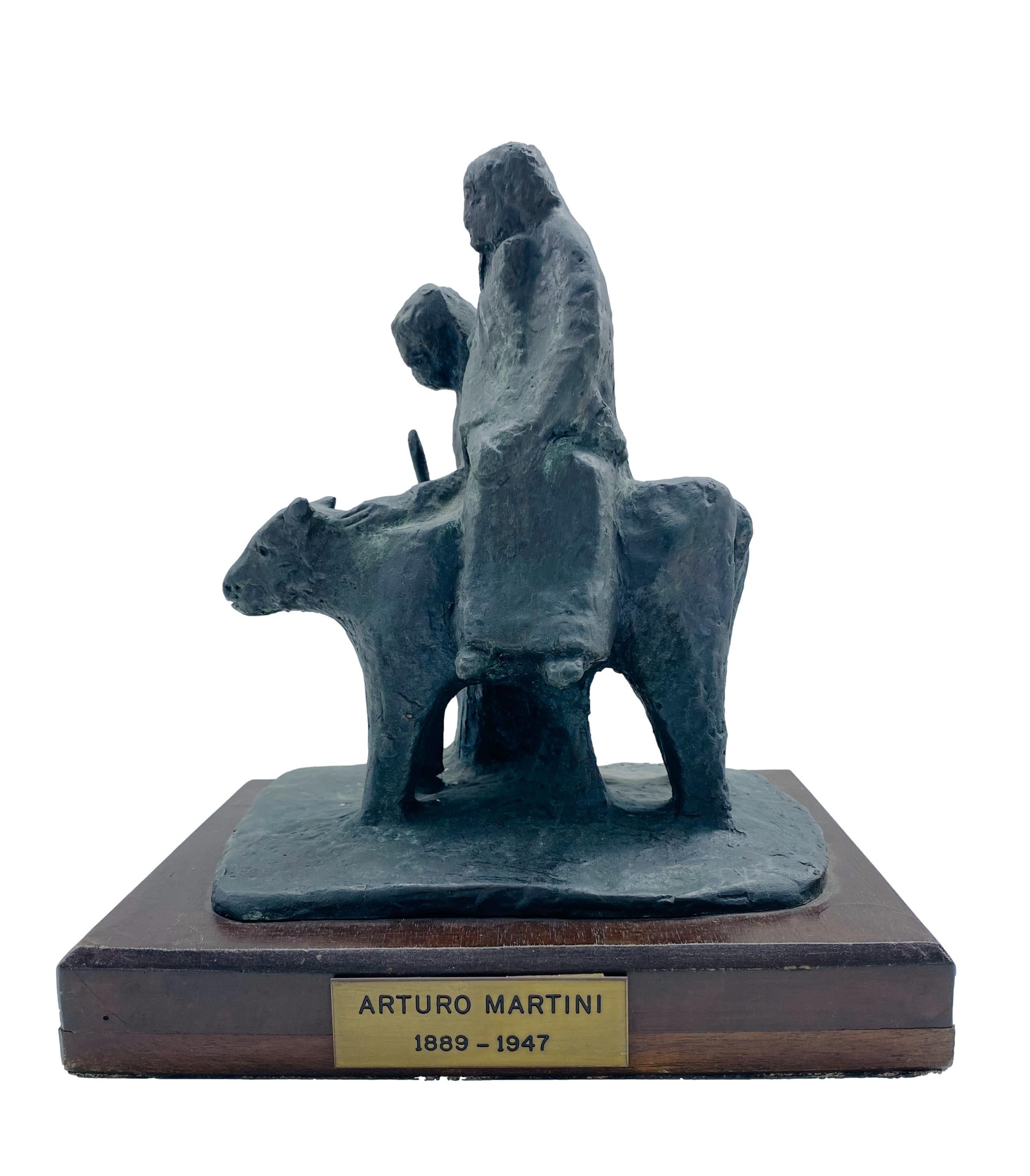 Mid-Century Modern Fuga d'Egitto, Arturo Martini, Bronze Sculpture For Sale