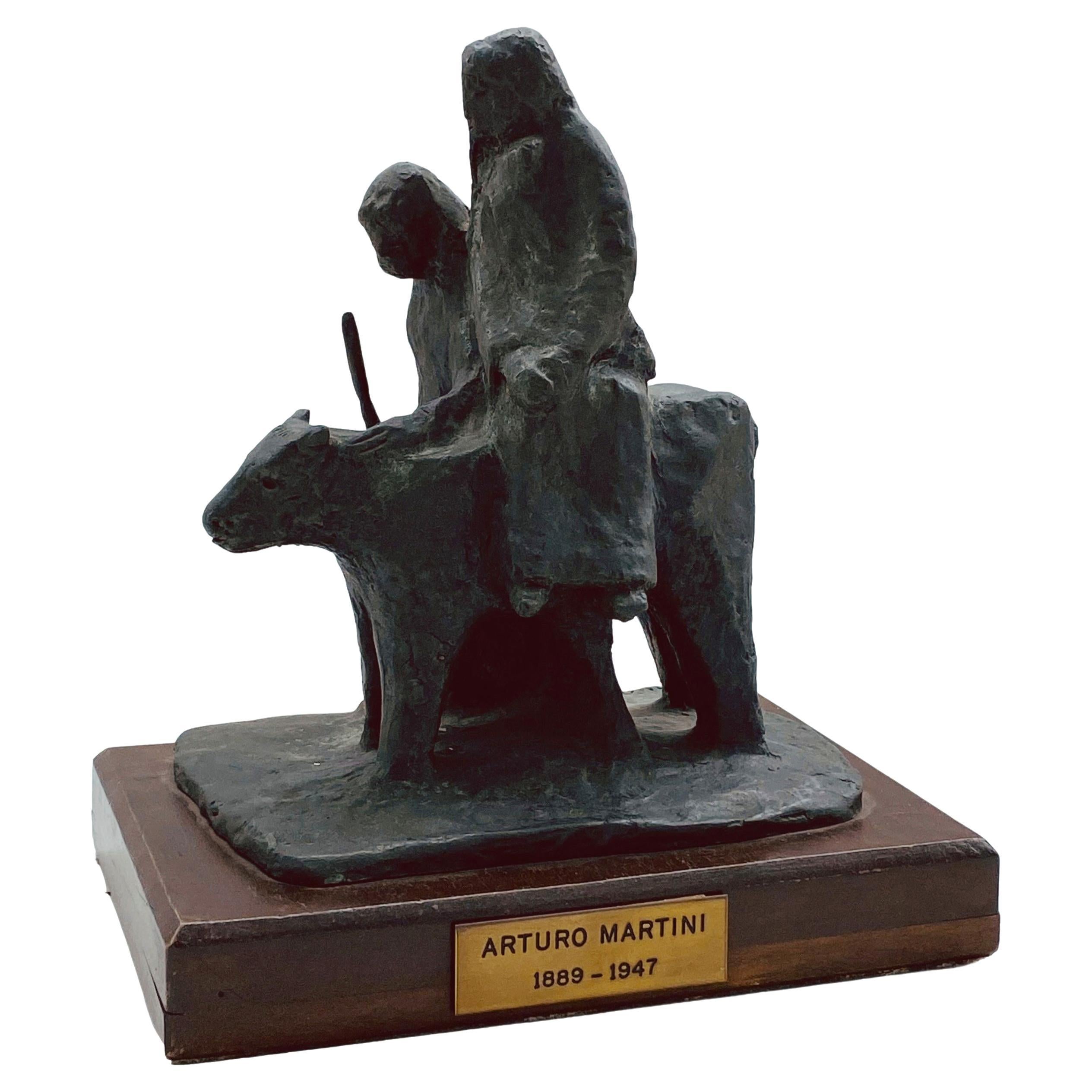 Fuga d'Egitto, Arturo Martini, Bronzeskulptur