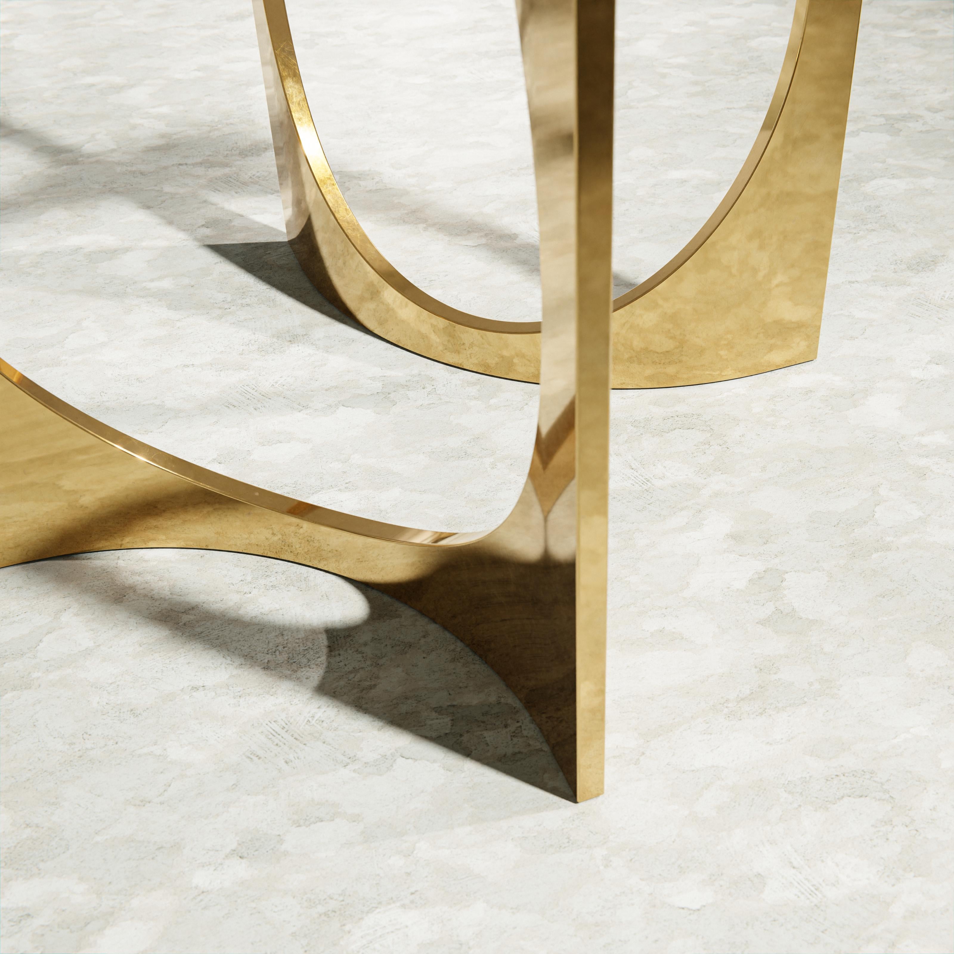 Belgian Ellipse Fuga Duo Dining Table in Cast Bronze and Stone by Metamorphic Art Studio For Sale